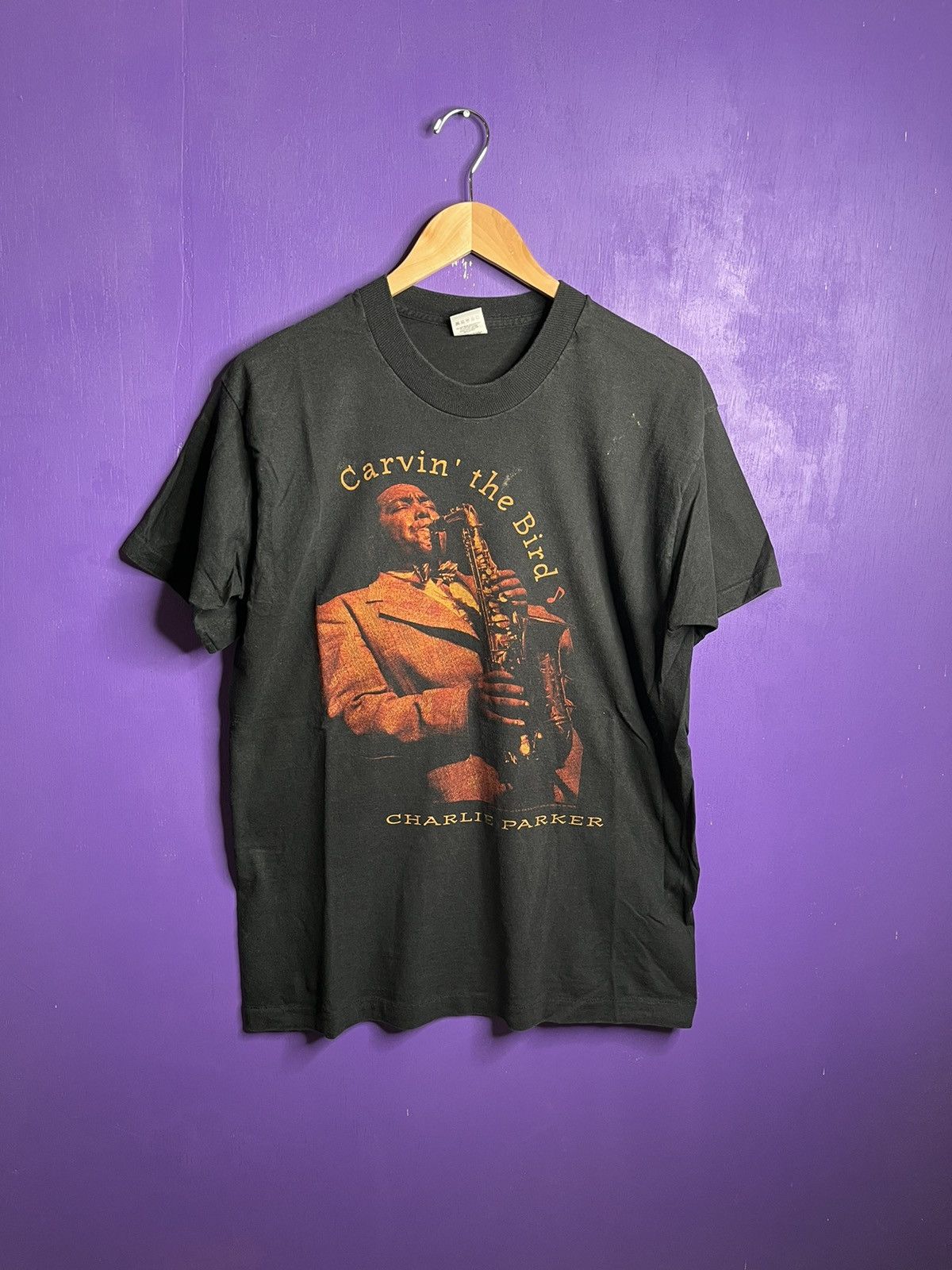 Vintage Vintage 1994 Charlie Parker carvin the bird tee Size US L / EU 52-54 / 3 - 1 Thumbnail