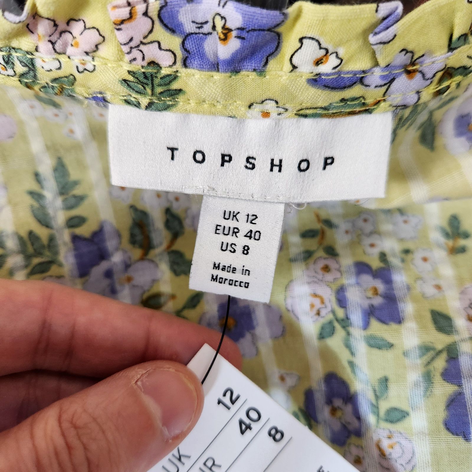 Topshop NWT Topshop Womens Size 8 Green Purple Floral Cropped Ruffle Size M / US 6-8 / IT 42-44 - 13 Thumbnail