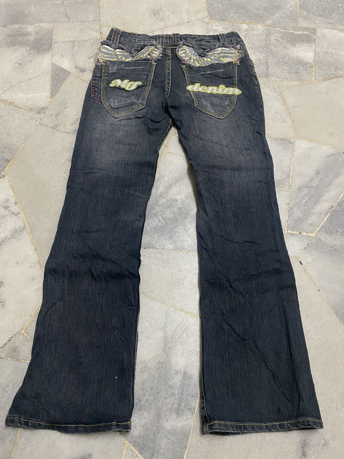 Japanese Brand Vintage Embroidered Wing Denim Jeans (Y2K Style) Size 30" / US 8 / IT 44 - 7 Thumbnail