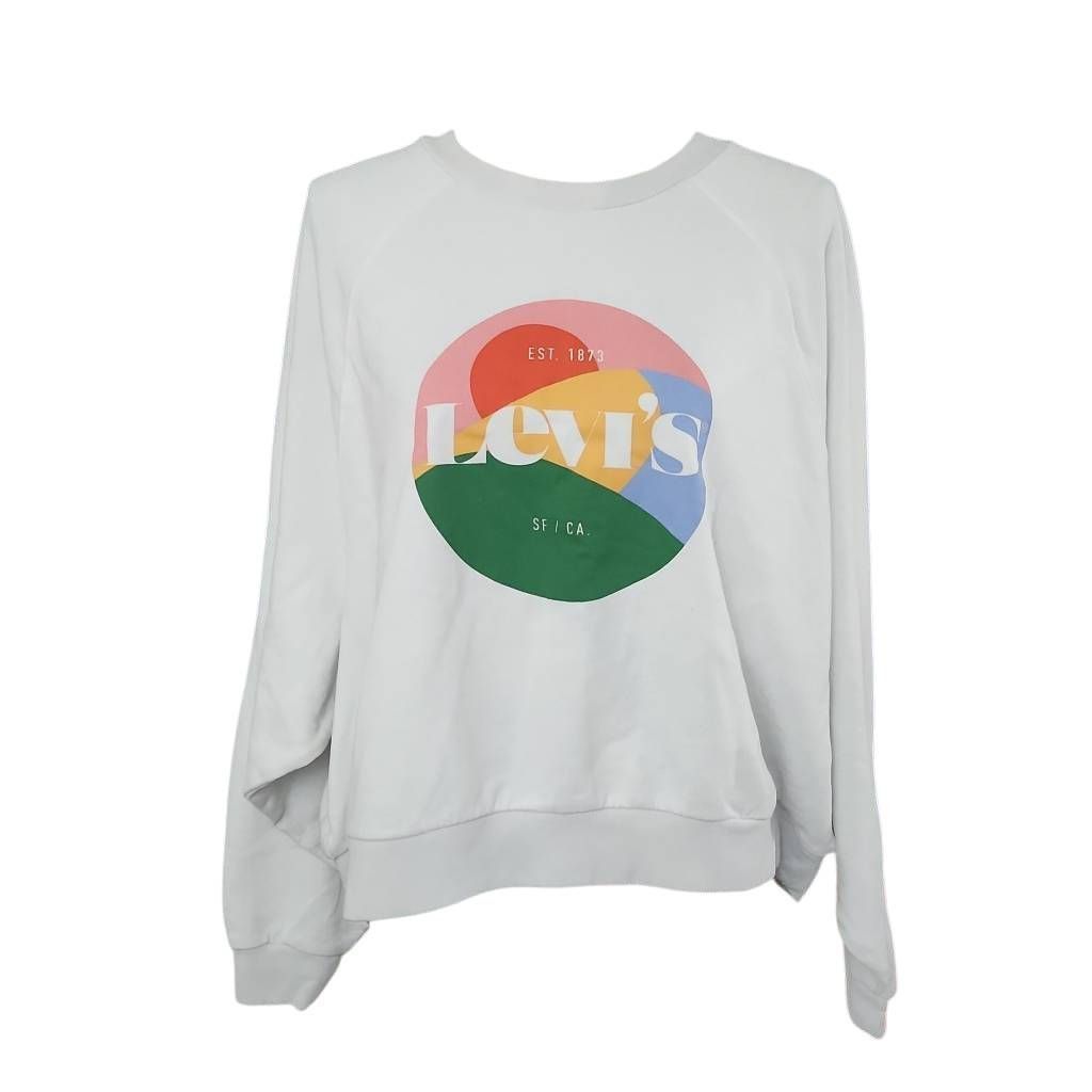 Levi's Levi's Women's Size XXL White Green Pink San Fran Logo Pullo Size XXL / US 16-18 / IT 52-54 - 1 Thumbnail