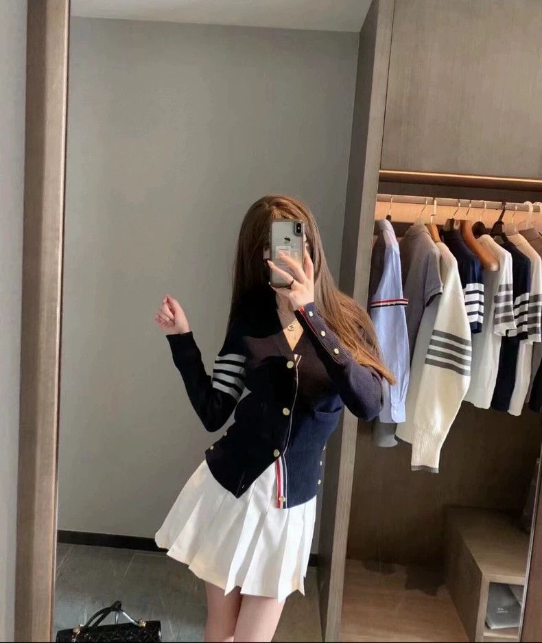 Thom Browne Thom browne Dark blue striped wool knitted cardigan 2503-Ne Size US XXL / EU 58 / 5 - 8 Thumbnail