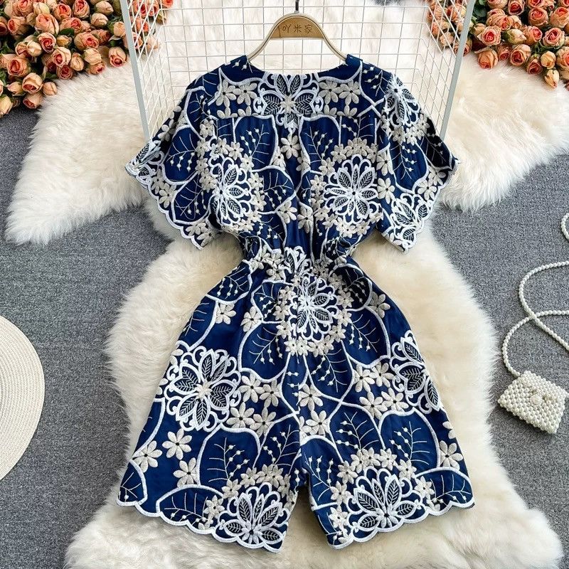 Other Vintage-Inspired Embroidered Navy Dress – Yi Ren Fang Size L / US 10 / IT 46 - 4 Thumbnail