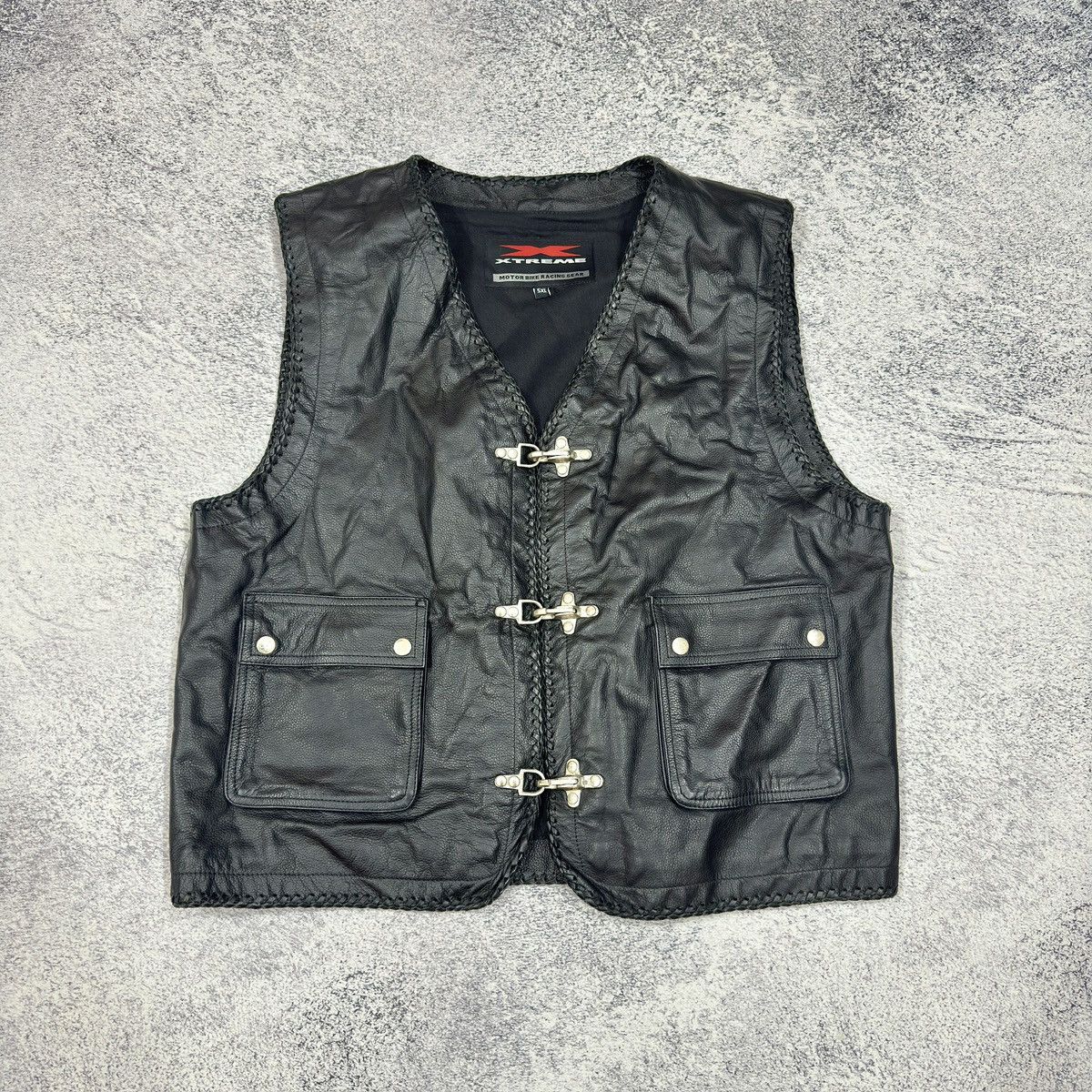 Designer × Leather X-Treme Anarchy Black Leather Vest XL size Size US XL / EU 56 / 4 - 1 Thumbnail