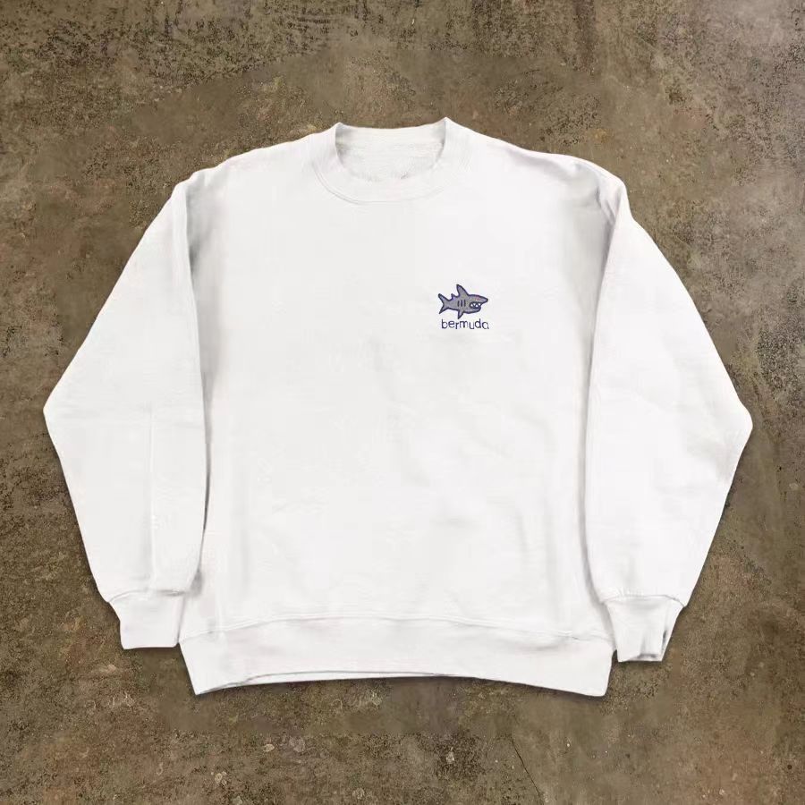 Vintage White retro shark print cotton sweatshirt Size US M / EU 48-50 / 2 - 2 Thumbnail
