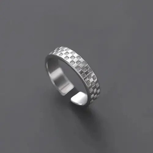 Vintage Silver Male Vintage Chessboard Checker Ring Size ONE SIZE - 4 Thumbnail