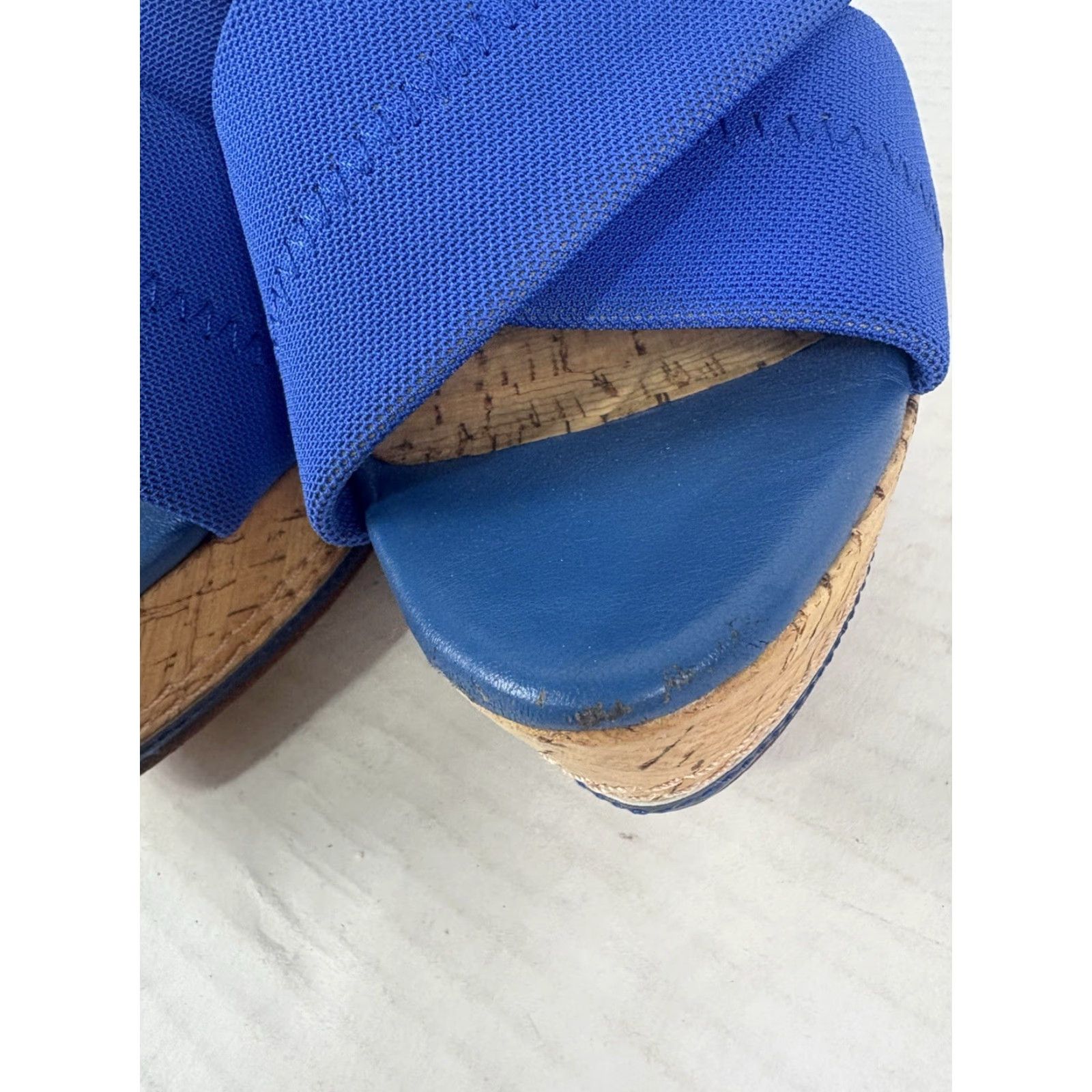 Donald Pliner VINTAGE Donald J Pliner Women's Wedge Slides Leather Outsole Blue Casual Summer 90s Size 8.5M Size US 8.5 / IT 38.5 - 3 Thumbnail