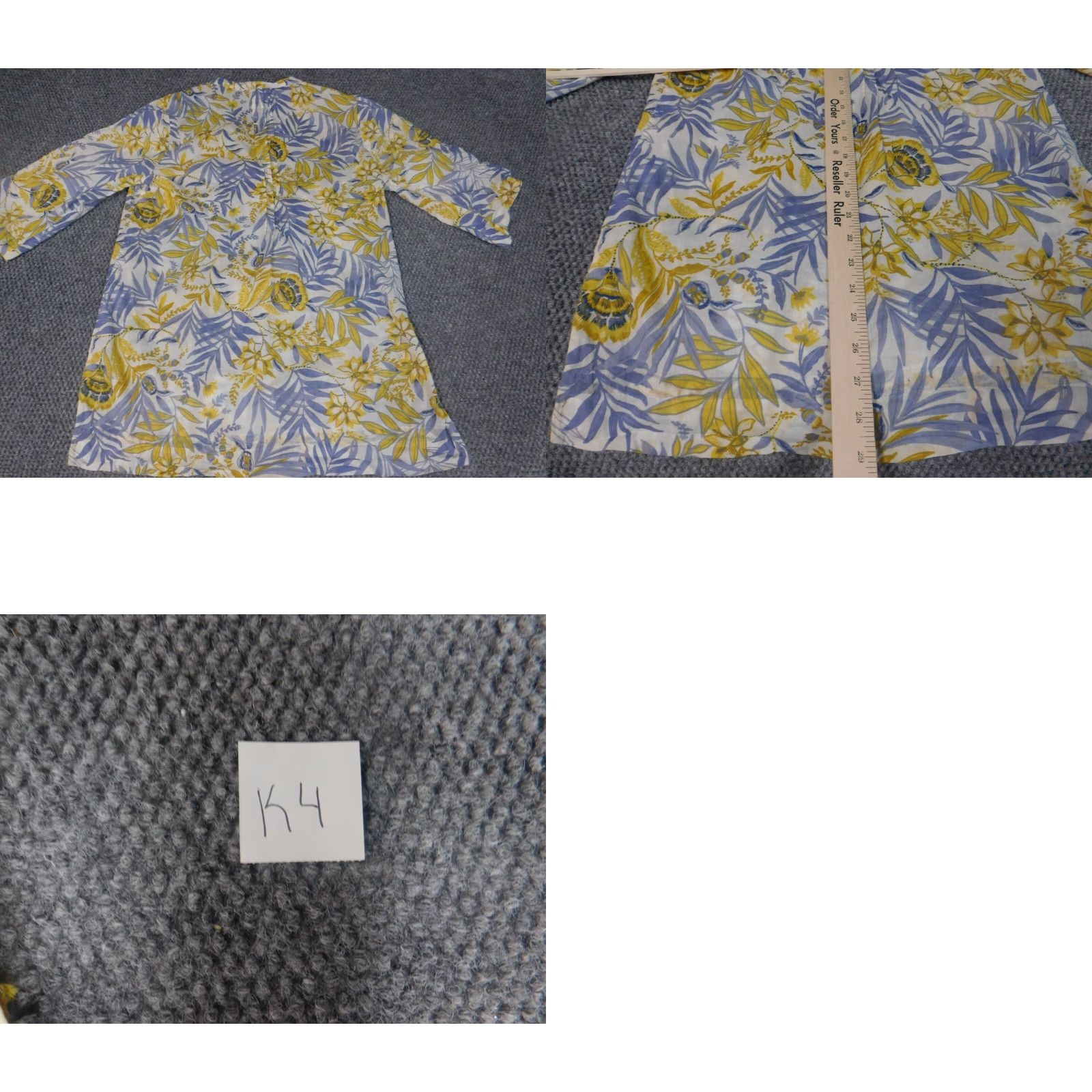 Vintage Club Z Collection Womens Blouse S Blue Floral Knit Crew Neck Pullover Stretch 3/4 Sleeve Casual Cotton Button Regular Classic Shirt Womens Size S / US 4 / IT 40 - 8 Thumbnail