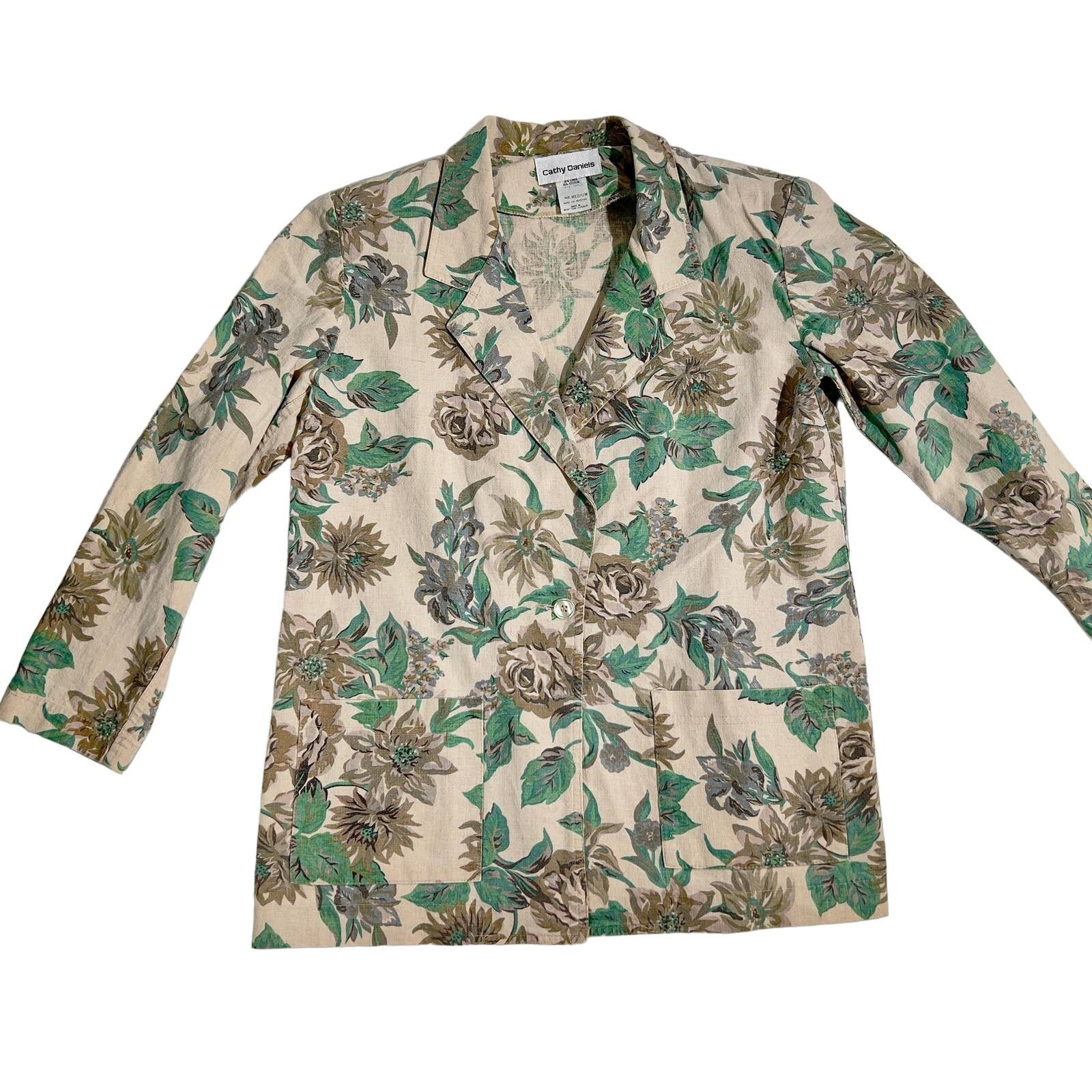 Other Cathy Daniels Jacket Smock Womans Medium Linen Blend Floral Size M / US 6-8 / IT 42-44 - 1 Thumbnail