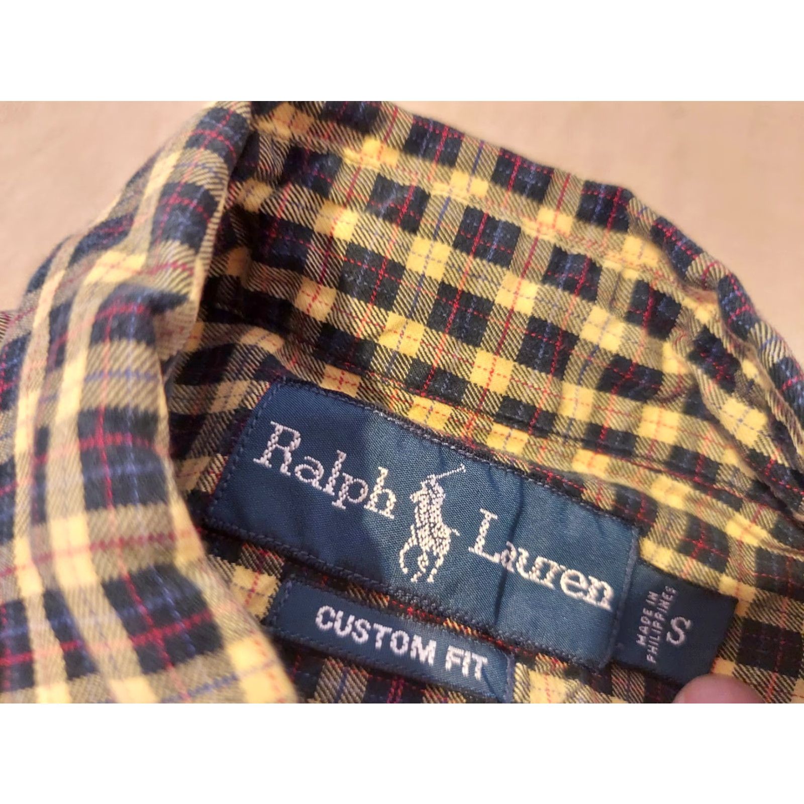 Polo Ralph Lauren VINTAGE Polo Ralph Lauren Shirt Mens Button-Up Long Sleeve Small S Yellow Cotton Size 36R - 3 Thumbnail