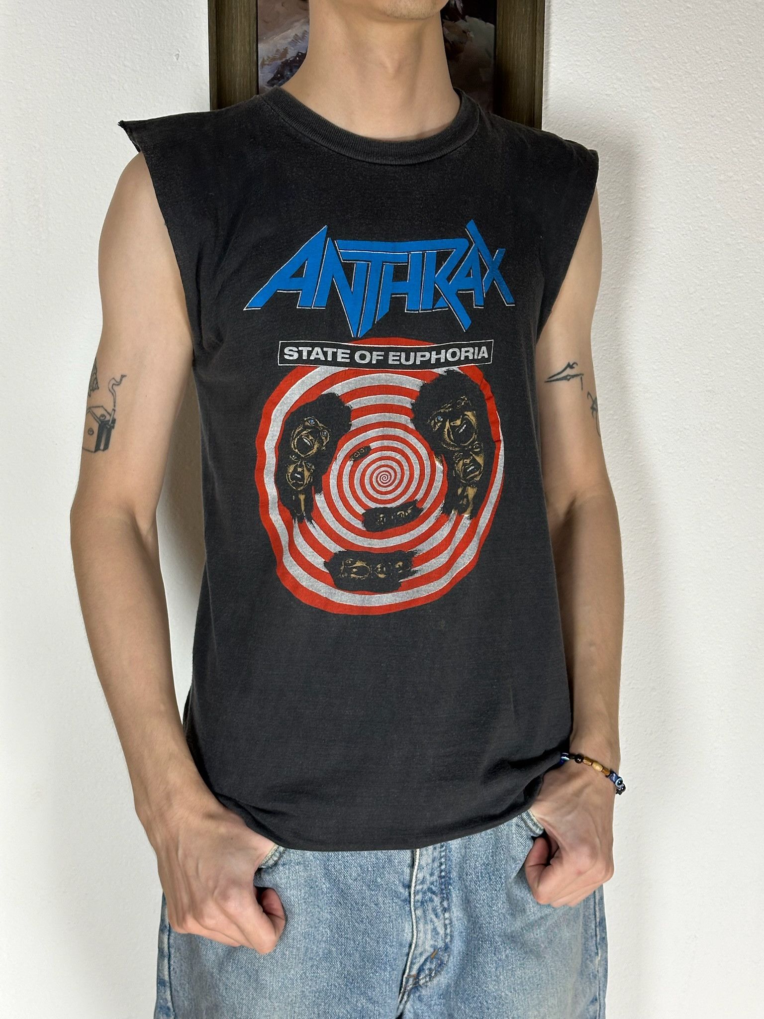 Band Tees Vintage Anthrax tee sleeveless Shirt tank top punk Size US M / EU 48-50 / 2 - 5 Thumbnail