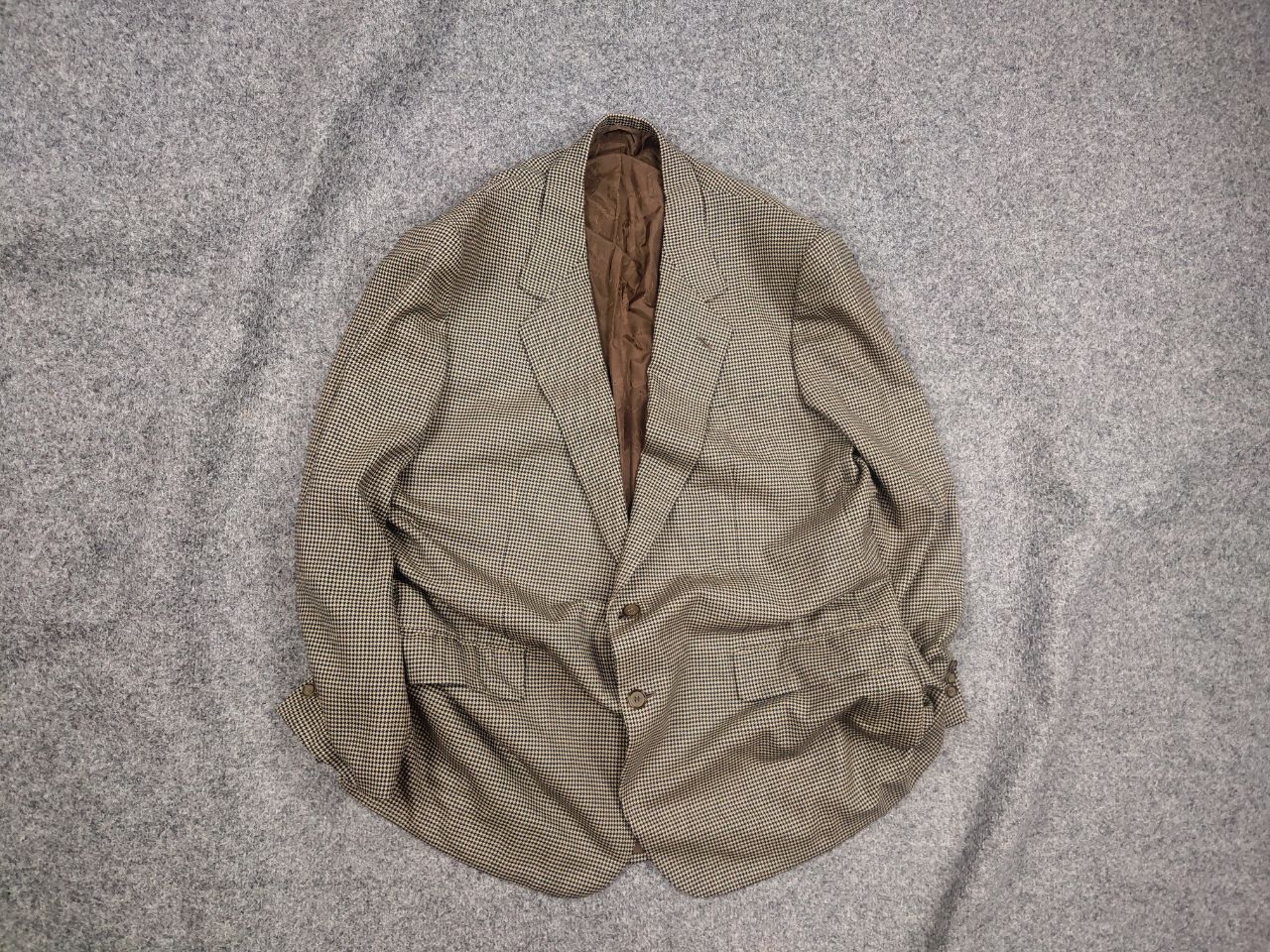Brioni Brioni Vintage Houndstooth pattern Wool Beige Blazer Jacket Size US L / EU 52-54 / 3 - 1 Thumbnail
