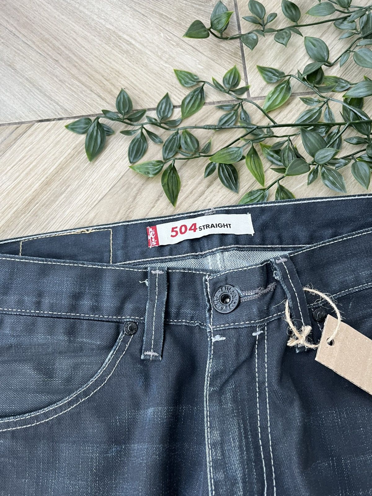 Levi's Vintage waxed Levis 504 31x32 Black Jeans Pants 31w Size US 31 - 3 Thumbnail