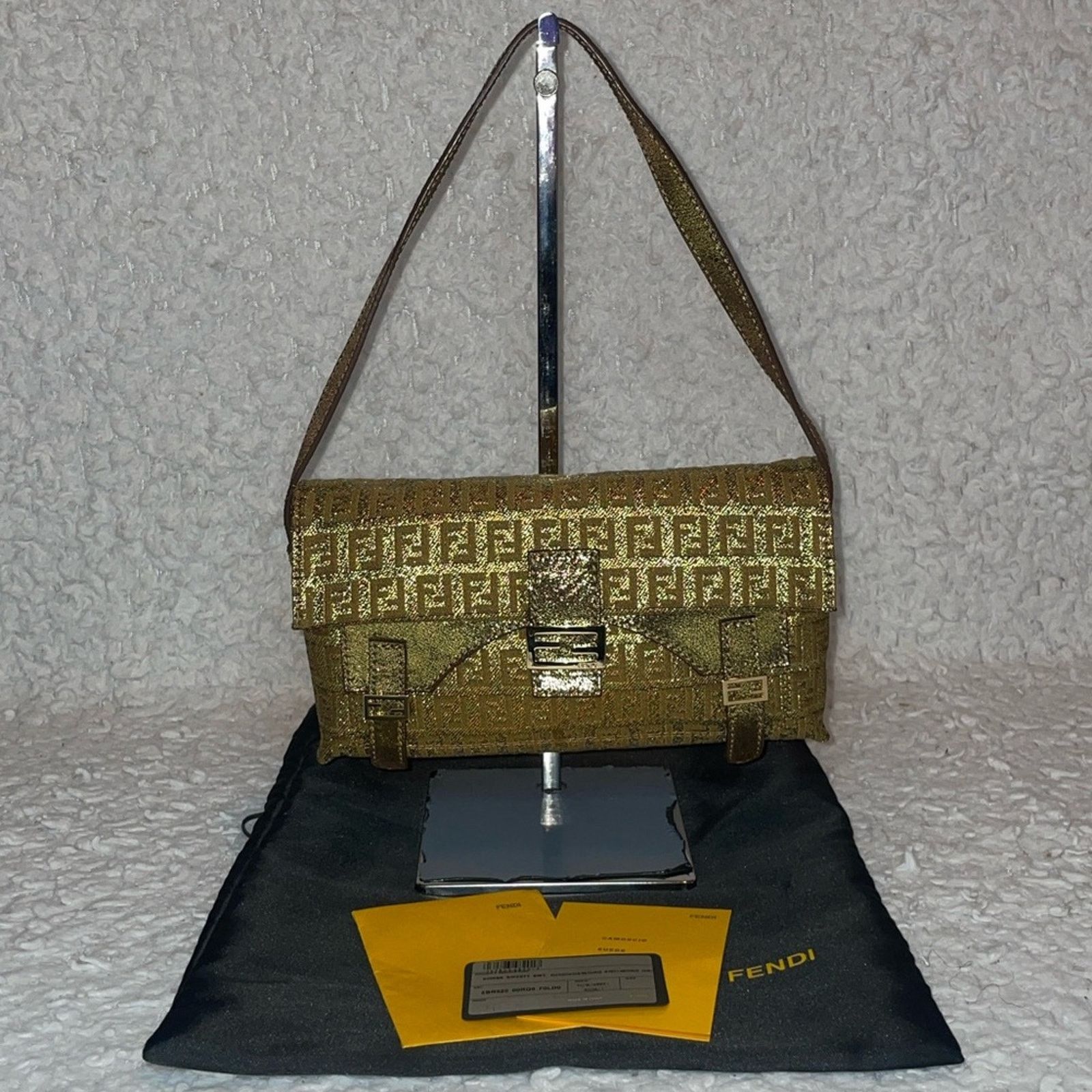 Fendi Metallic Zucca Lurex Baguette