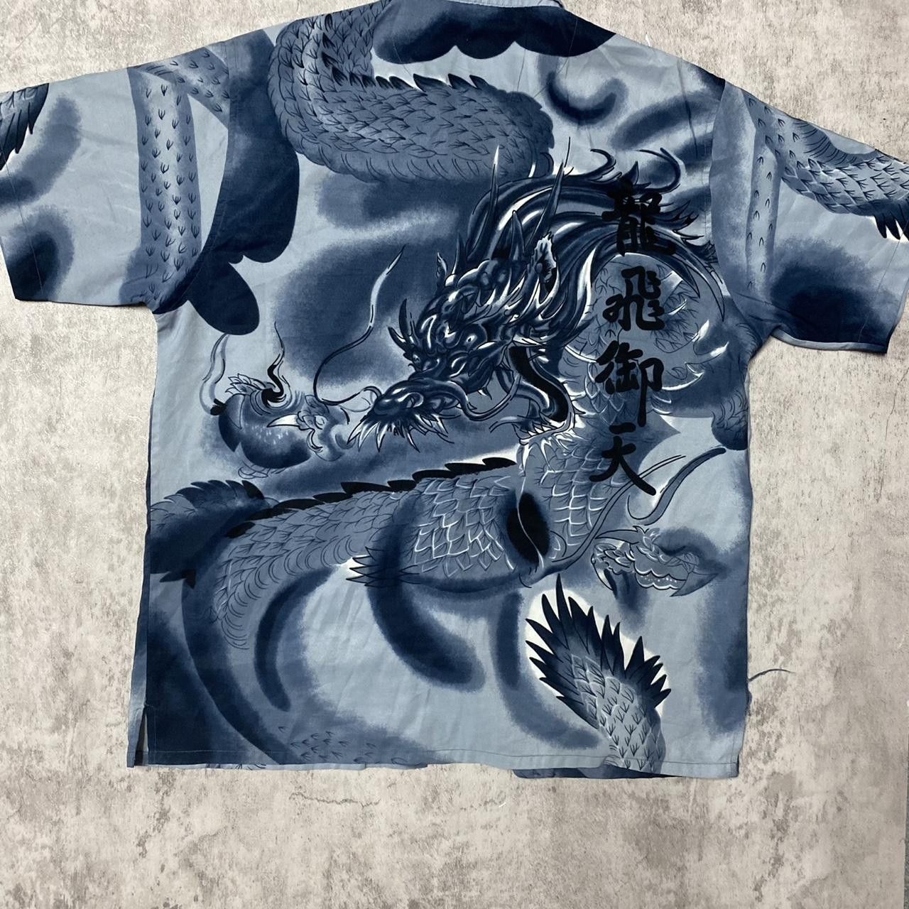 Other Blue and black silk button-up shirt with dragon Size US XL / EU 56 / 4 - 5 Thumbnail
