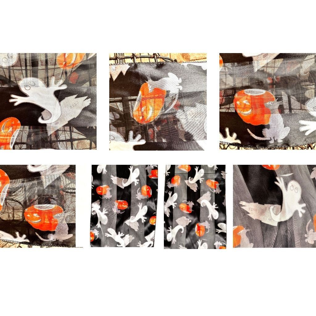 Vintage Halloween Scarf Black Gray Cats Ghosts Jack O Lantern Festiv Size ONE SIZE - 10 Thumbnail