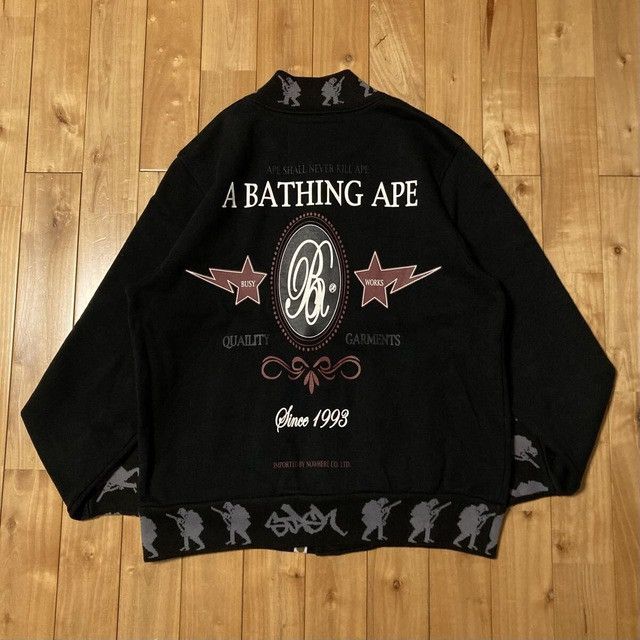 Bape 2005 Stash × BAPE Soldier Logo Sweat Varsity Jacket NIGO APE Size US M / EU 48-50 / 2 - 3 Thumbnail