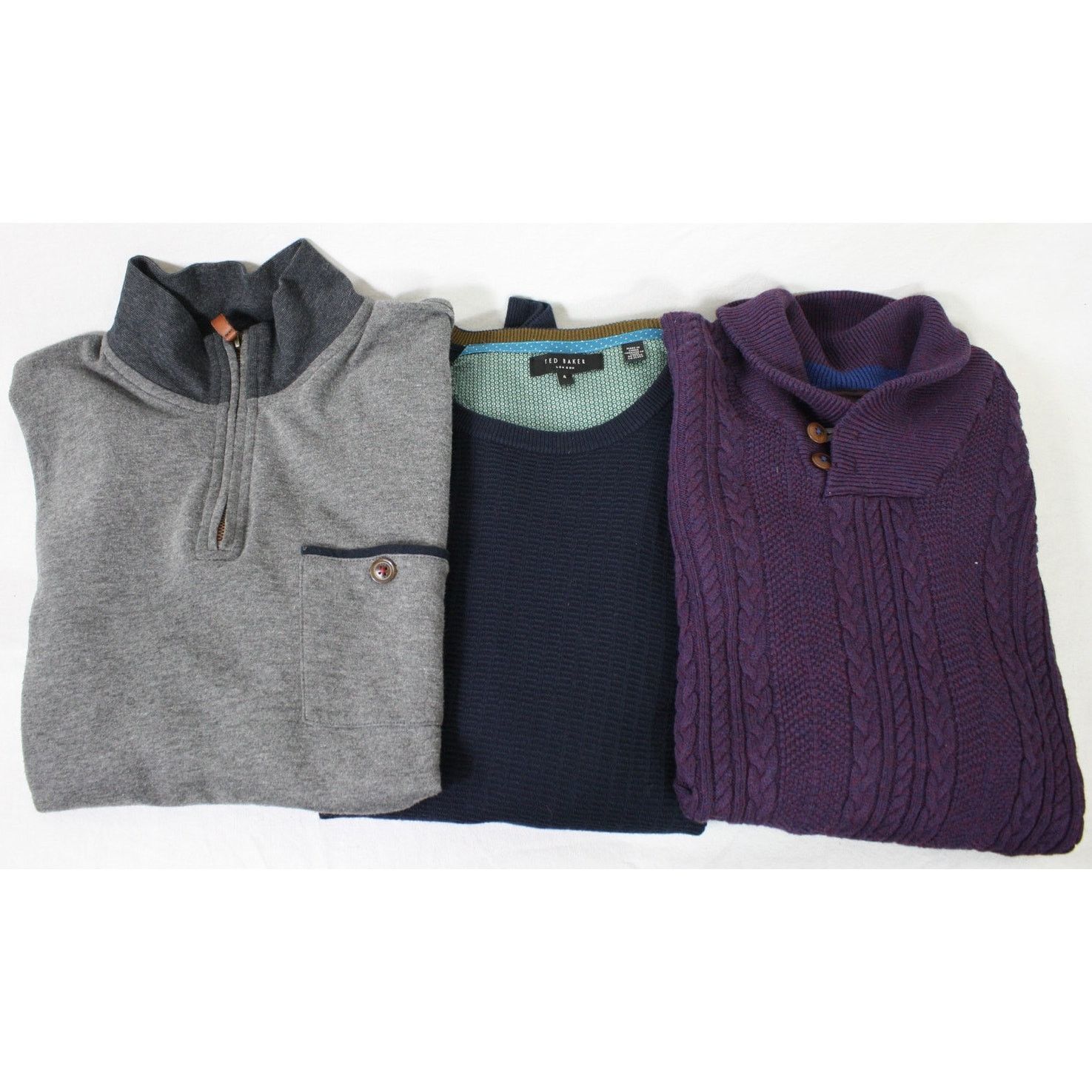 Ted Baker Ted Baker Sweater Lot L Cable Knit 1/4 Zip Textured 3 Piece Size US L / EU 52-54 / 3 - 1 Thumbnail