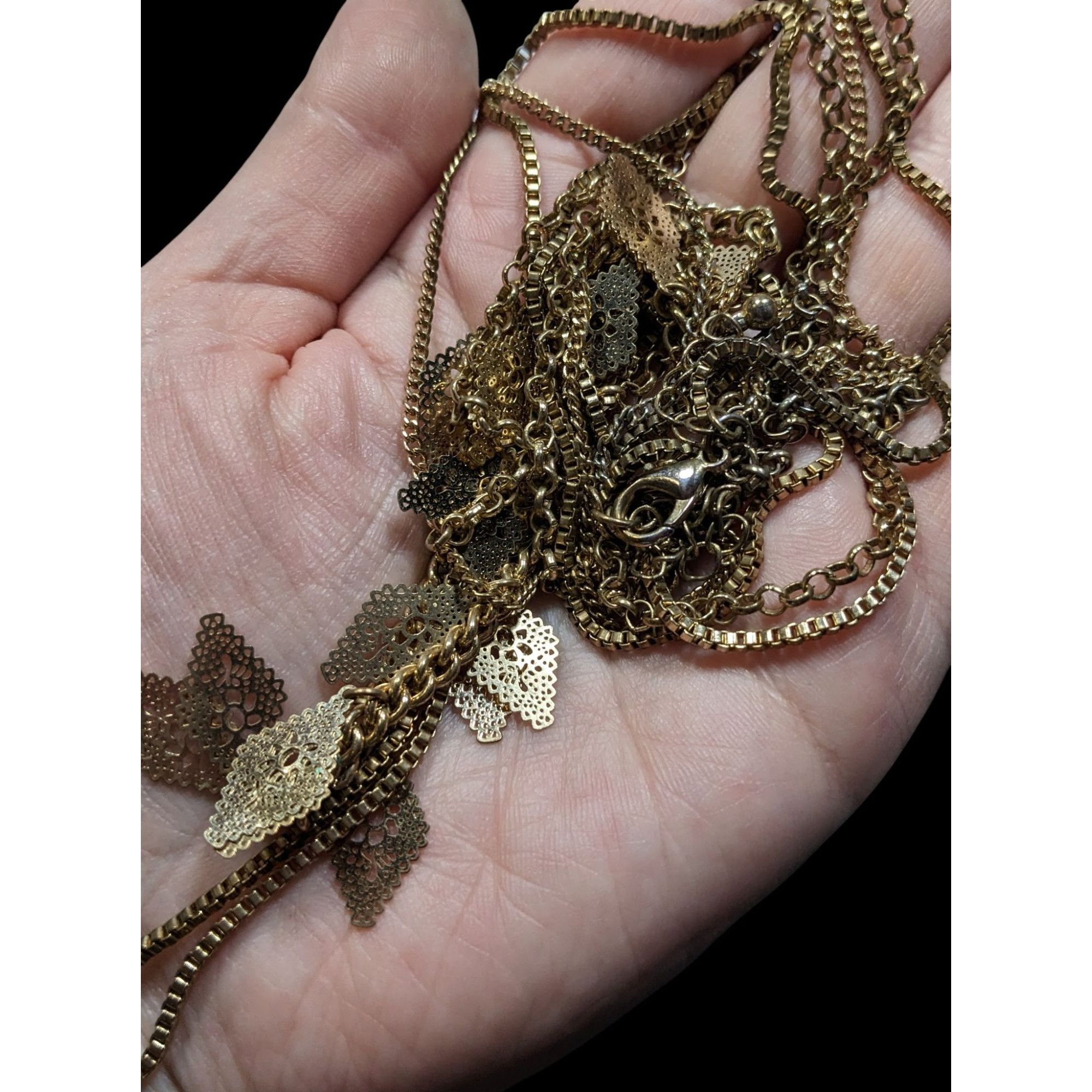 Other Bohemian Layered Gold-Tone Necklace With Intricate Filigree Size ONE SIZE - 3 Thumbnail