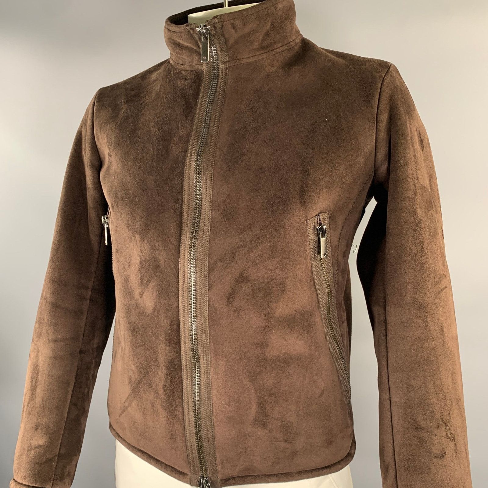 Emporio Armani EMPORIO ARMANI Size 40 Brown Polyester Nylon Zip Up Jacket Size US M / EU 48-50 / 2 - 2 Thumbnail