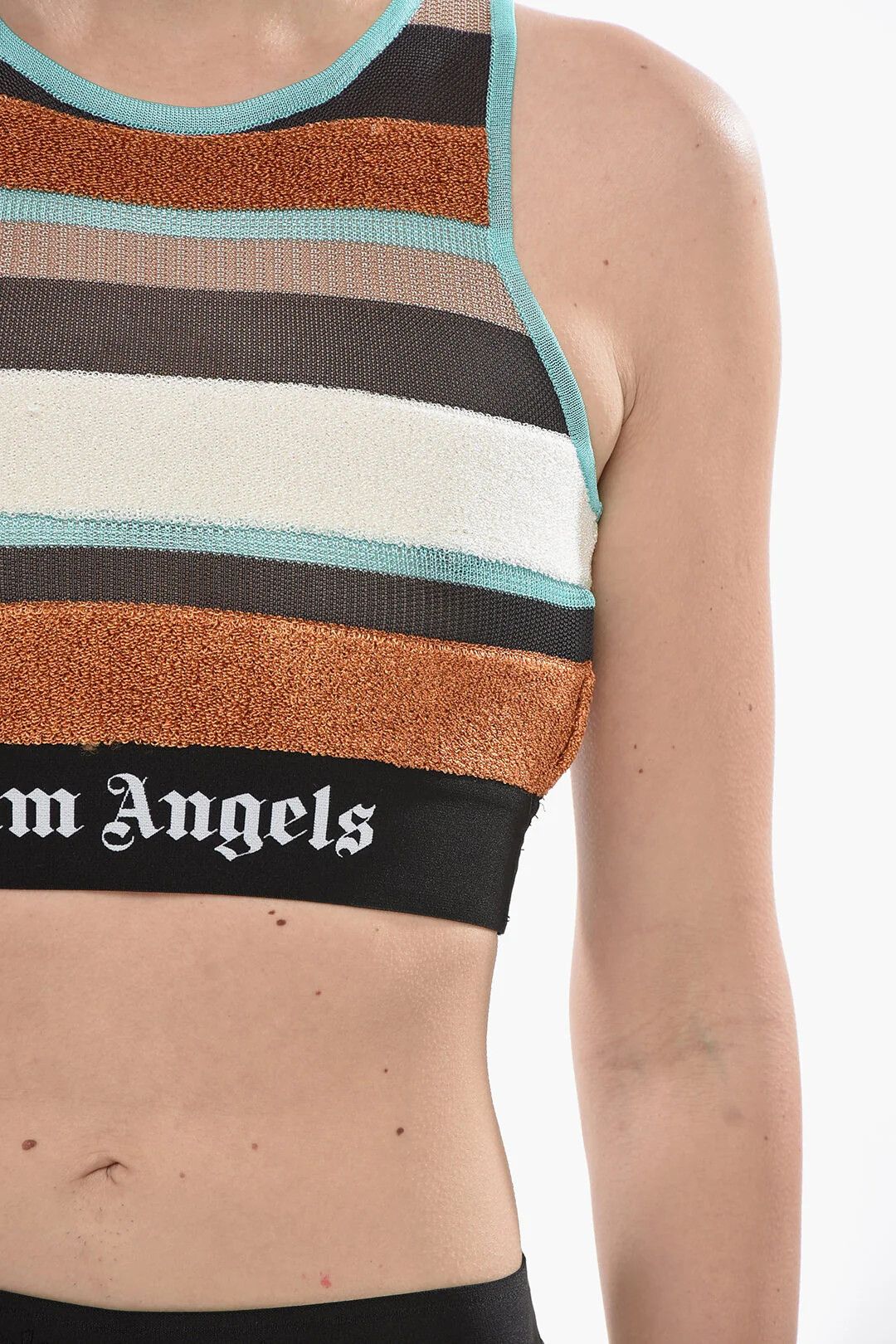 Palm Angels og1mm0326 Lurex Knit Crop Top Multicolor Size S / US 4 / IT 40 - 3 Thumbnail