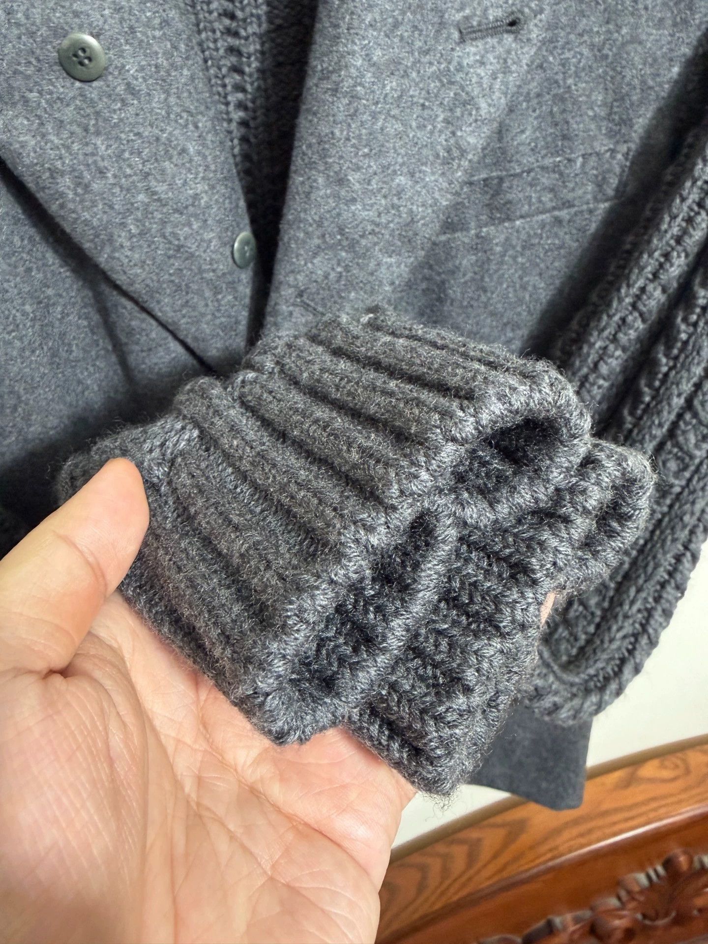 Dolce & Gabbana Gray Cable Knit Sleeve Button-Front Jacket Size US XXS / EU 40 - 5 Thumbnail