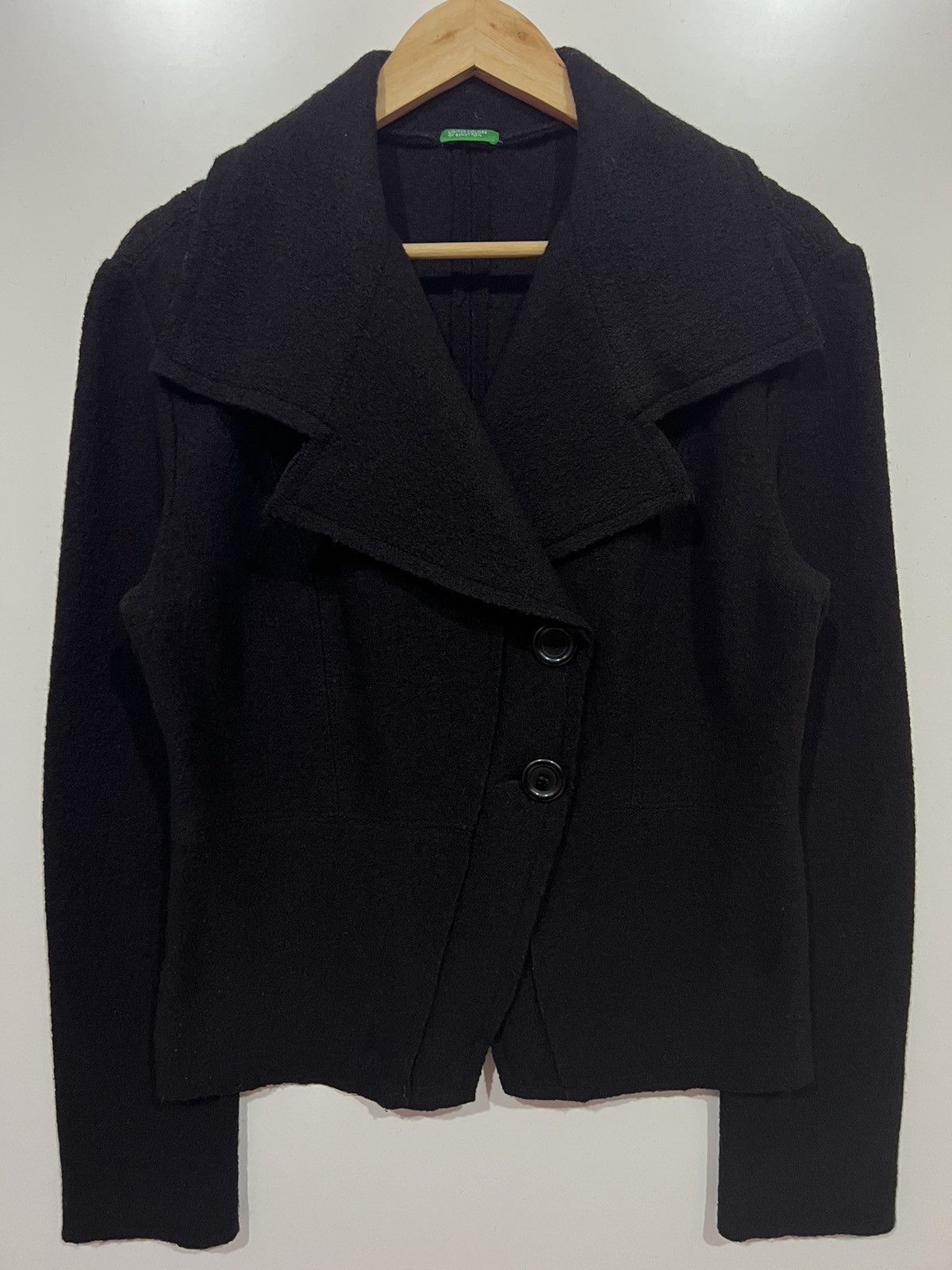 United Colors Of Benetton 🔥 UNITED COLORS BENETTON WATERFALL COLLAR CROPED COAT - L Size L / US 10 / IT 46 - 4 Thumbnail