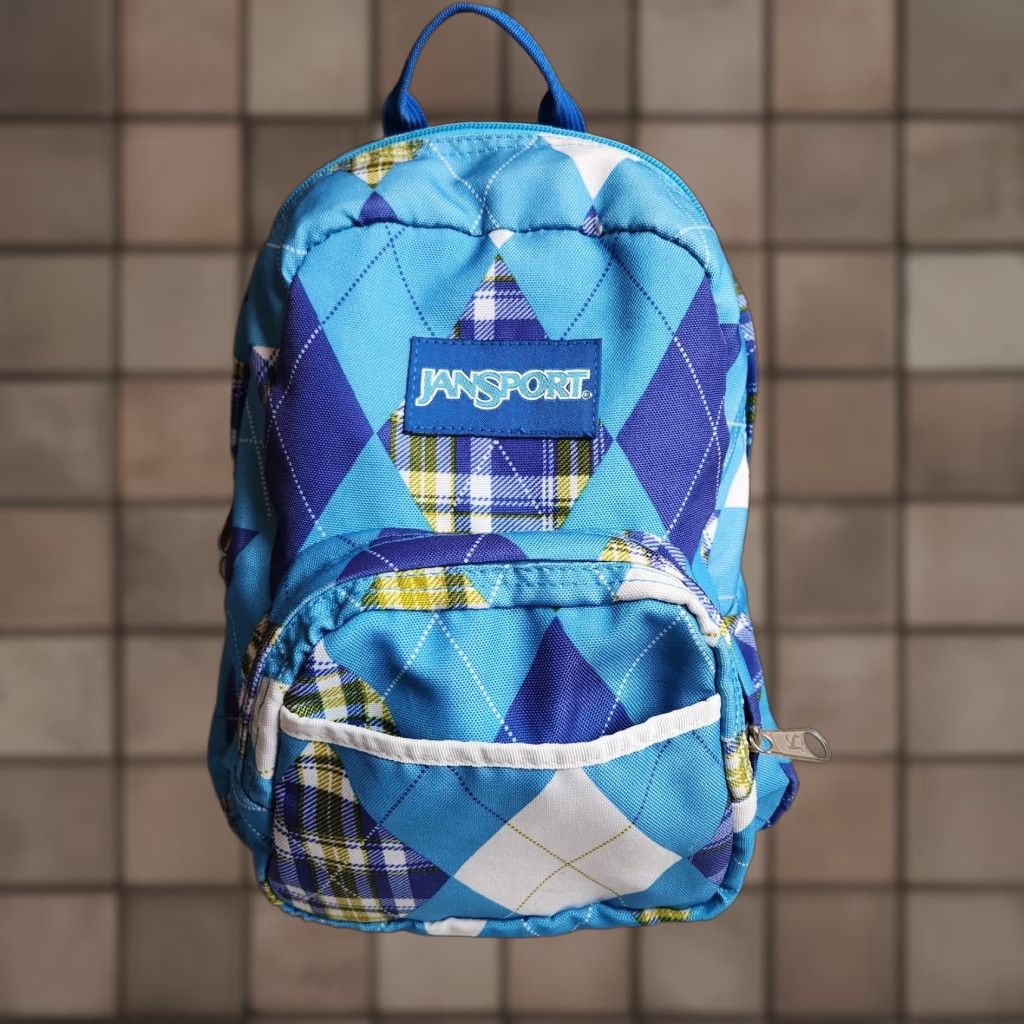 Vintage Jansport Blue Argyle Mini Backpack, Women's