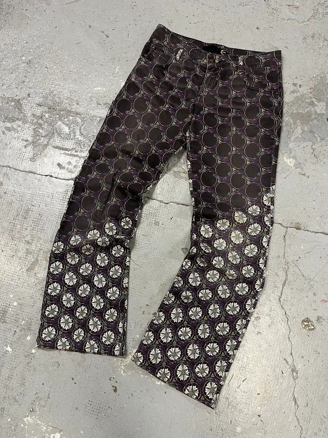 Just Cavalli 2000s Cavalli Purple Flowers Two Tone Pants Size 25" / US 0 / IT 36 - 5 Thumbnail
