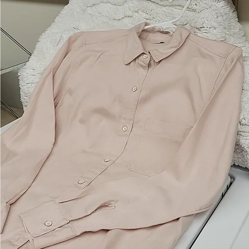 Old Navy NEW OLD NAVY Blush Soft Pink Tencel Button Shirt Top Blouse Size M / US 6-8 / IT 42-44 - 9 Thumbnail