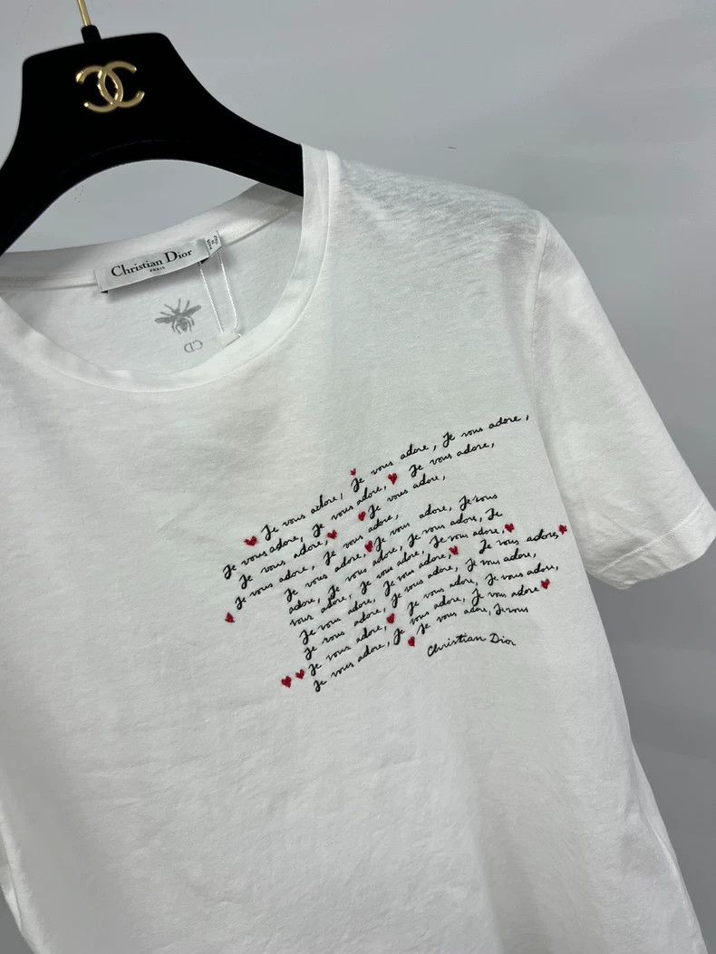 Dior Dior White letter short-sleeved T-shirt Size M / US 6-8 / IT 42-44 - 3 Thumbnail