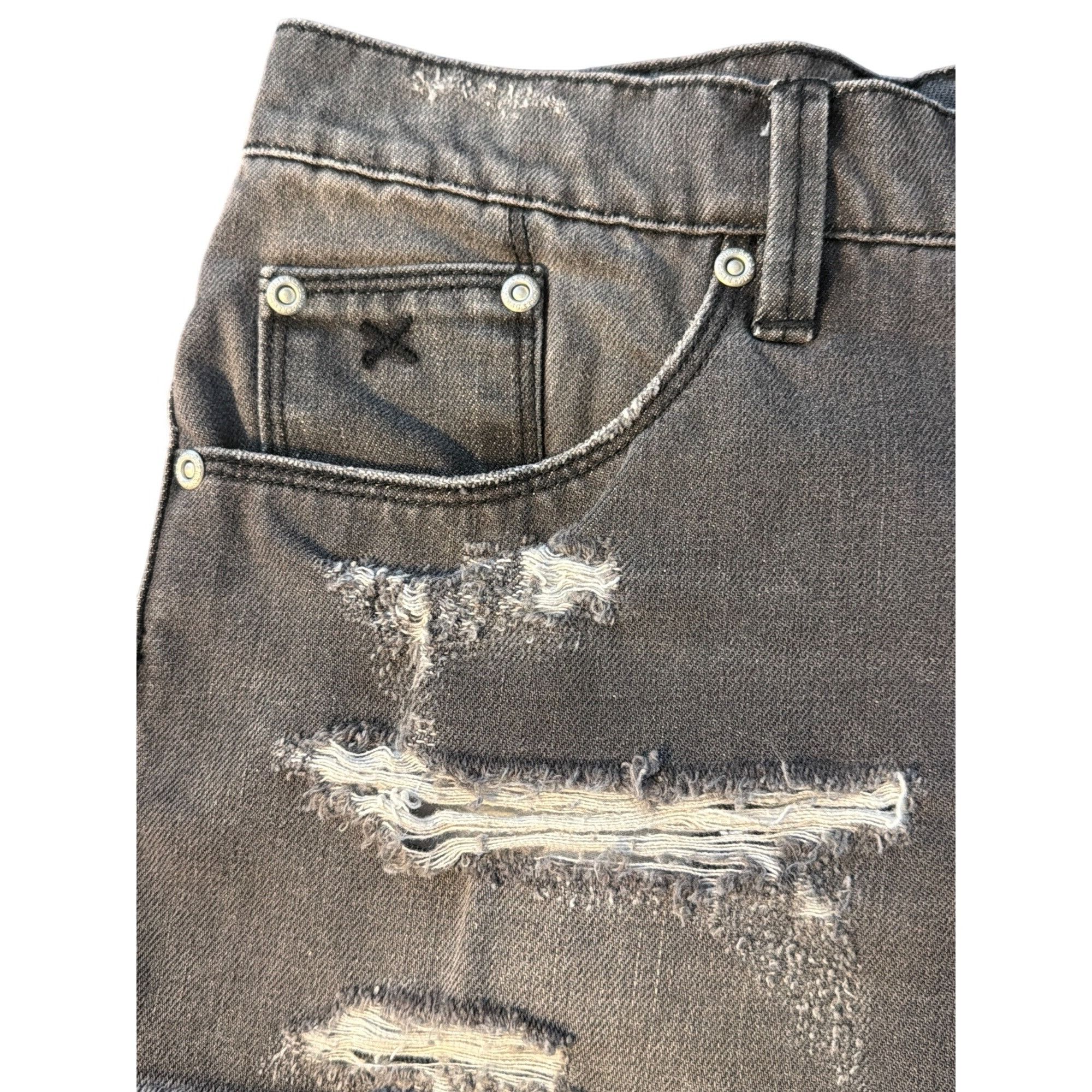 Other Res Denim Distressed High Rise Denim Bootie Shorts Raw Hem H Size 42" / US 20 - 2 Thumbnail
