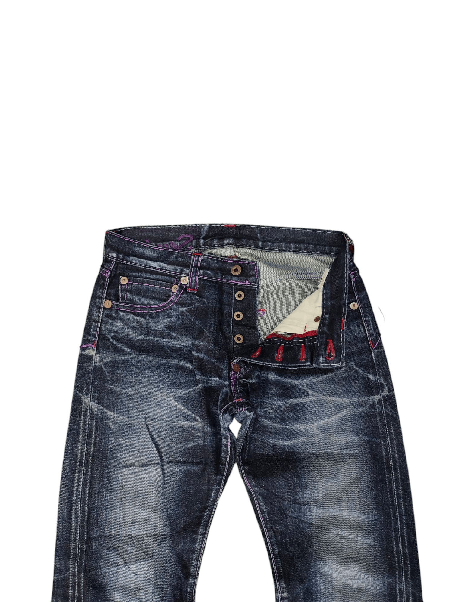 If Six Was Nine Vintage Kohji Niwa Japan Clawmark Distress Selvedge Jeans Size US 29 - 8 Thumbnail