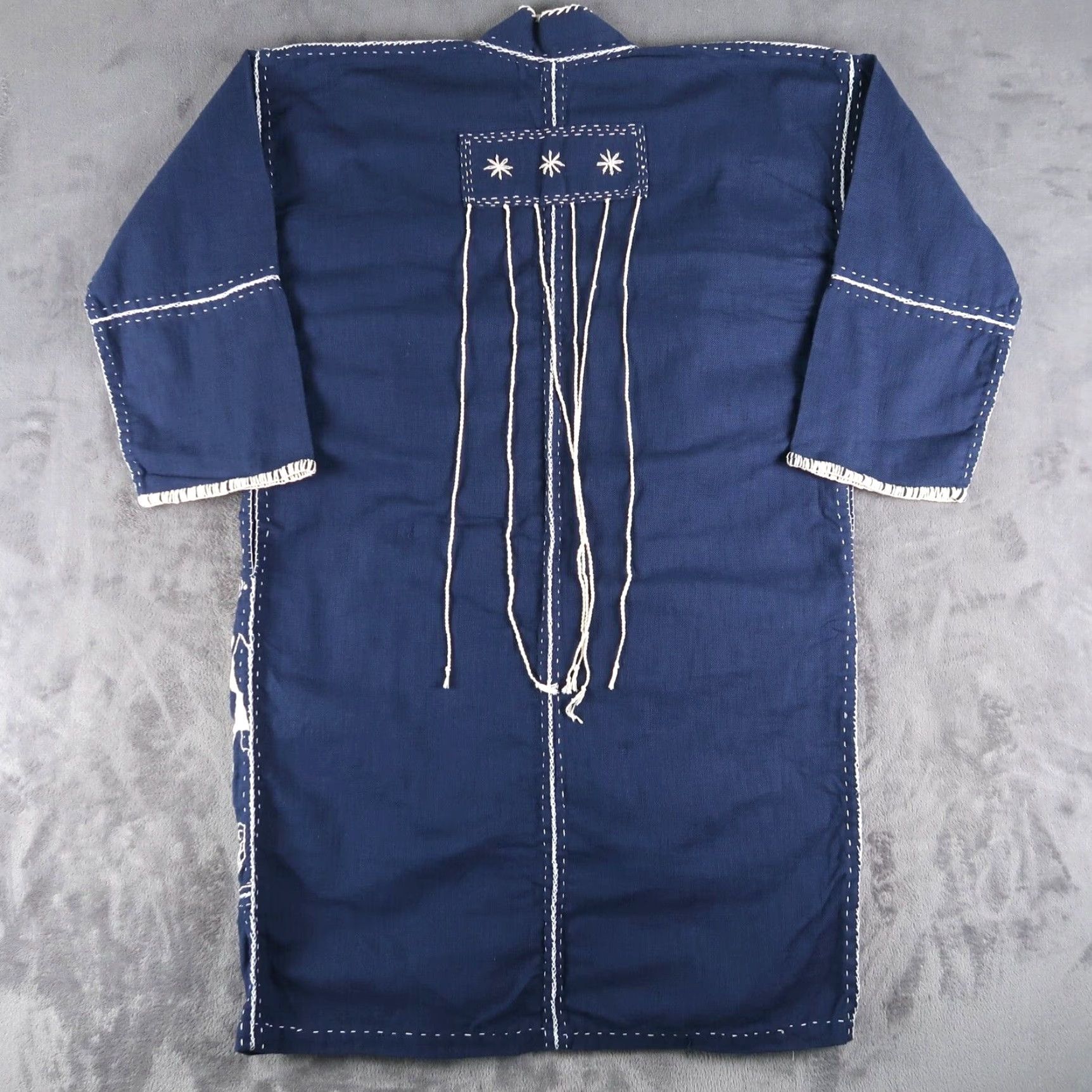 Vintage VINTAGE Hand Embroidered Long Cardigan Jacket One Size Blue Tribal From Thailand Size ONE SIZE - 2 Thumbnail