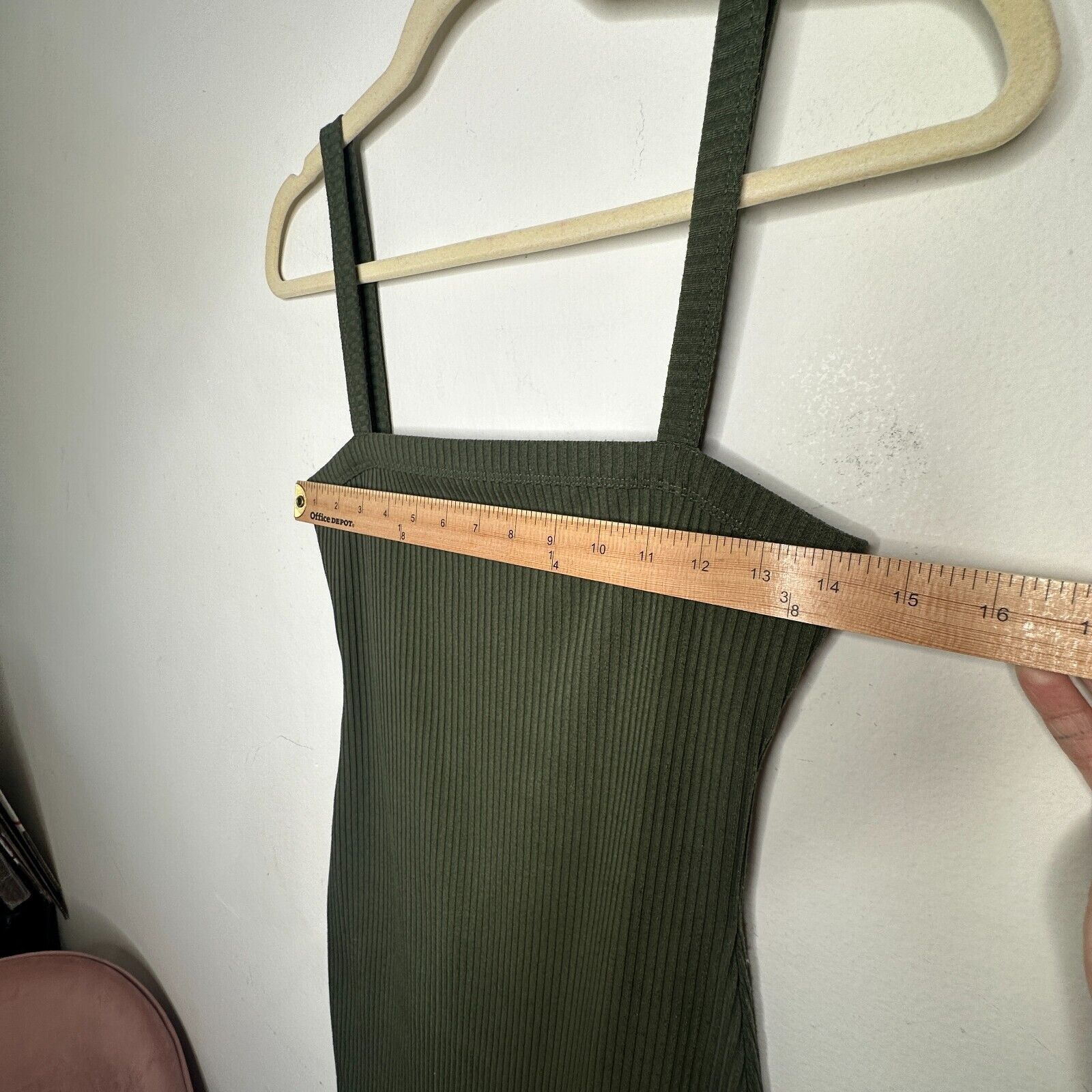 Other Lovers & Friends Olive Square Neck Rib Knit Bodycon Mini S Size S / US 4 / IT 40 - 12 Thumbnail