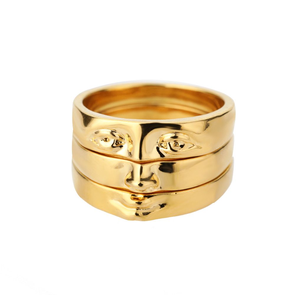 Jewelry SIZE 9 Face Eye Nose Mouth Rings Stainless Steel Ring Size ONE SIZE - 9 Thumbnail