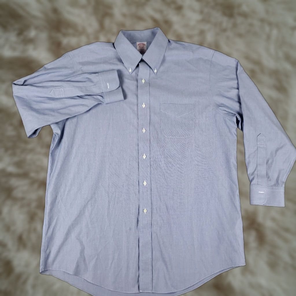 Brooks Brothers Brooks Brothers Dress Shirt Mens Regular Fit 16.5 Blue Long Sleeve Button Down Non-Iron Cotton Size 42R - 1 Thumbnail