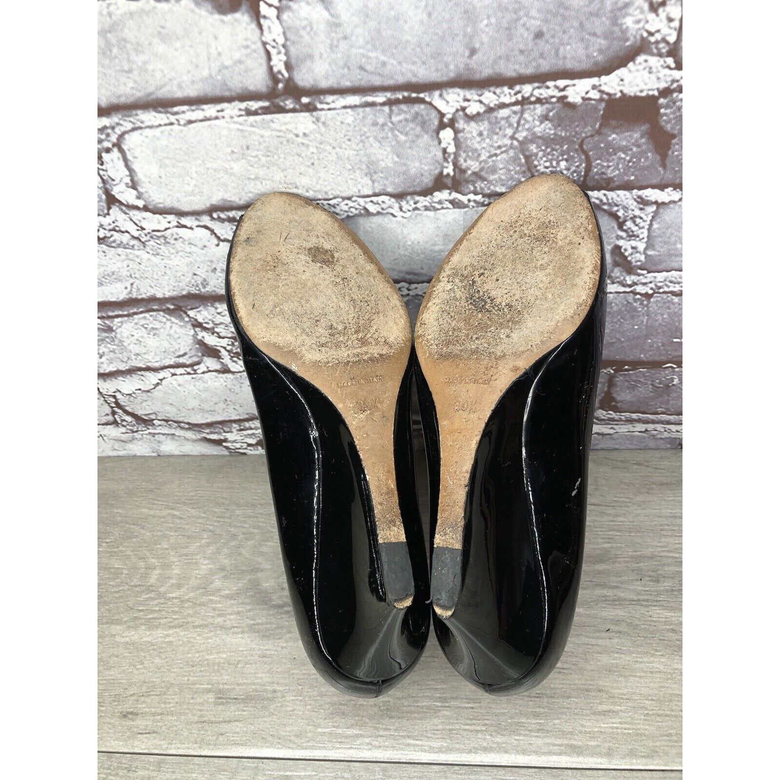 Jimmy Choo Jimmy Choo Black Patent Leather Peep Toe Wedges Shoes Women Size US 9 / IT 39 - 15 Thumbnail
