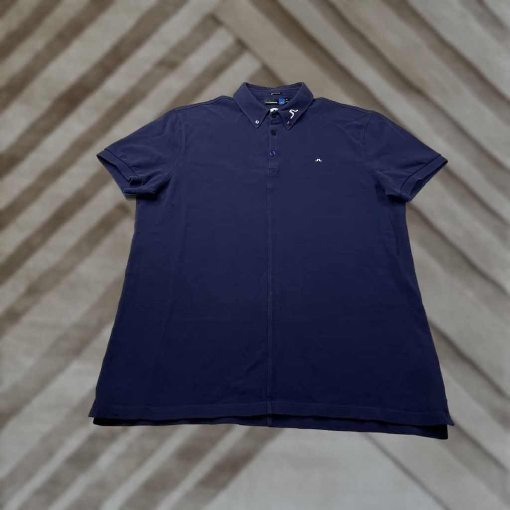 J.Lindeberg J.Lindeberg Polo Shirt Mens XL Navy Blue Rubi Tour Pique Golf Logo Shirt Men Blue Cotton Short Sleeve Size US XL / EU 56 / 4 - 1 Thumbnail