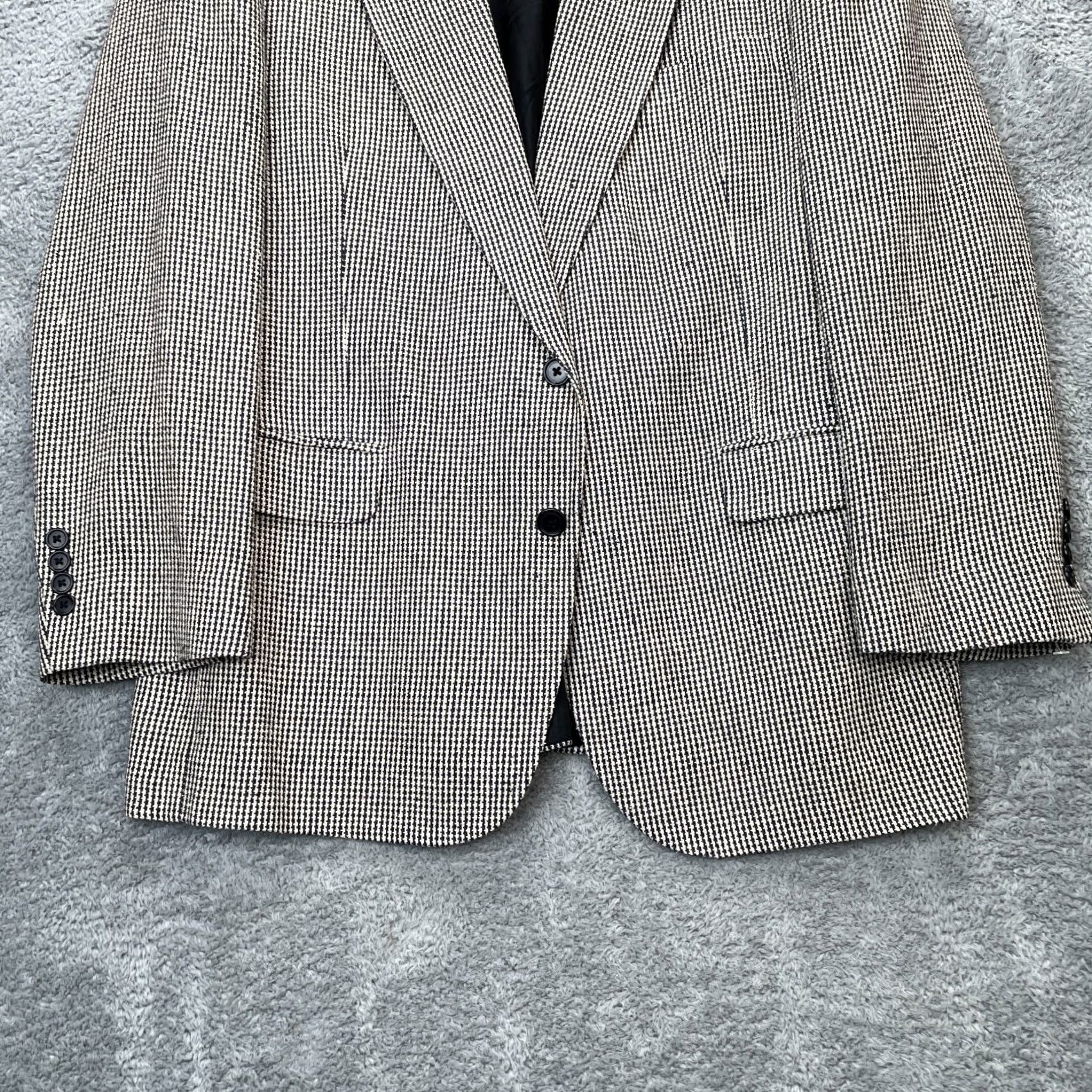 Stanley Blacker VTG Stanley Blacker Jacket Mens Large Black Blazer Silk Houndstooth Coat Classic Size 42R - 7 Thumbnail