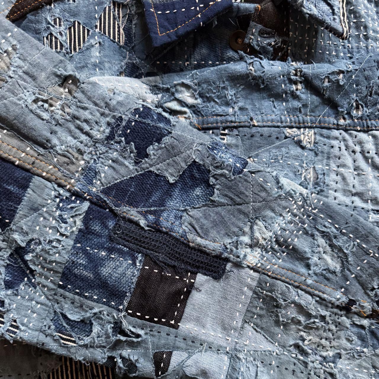 Kapital Indigo Boro Sashiko Denim Jacket Size US XL / EU 56 / 4 - 7 Thumbnail