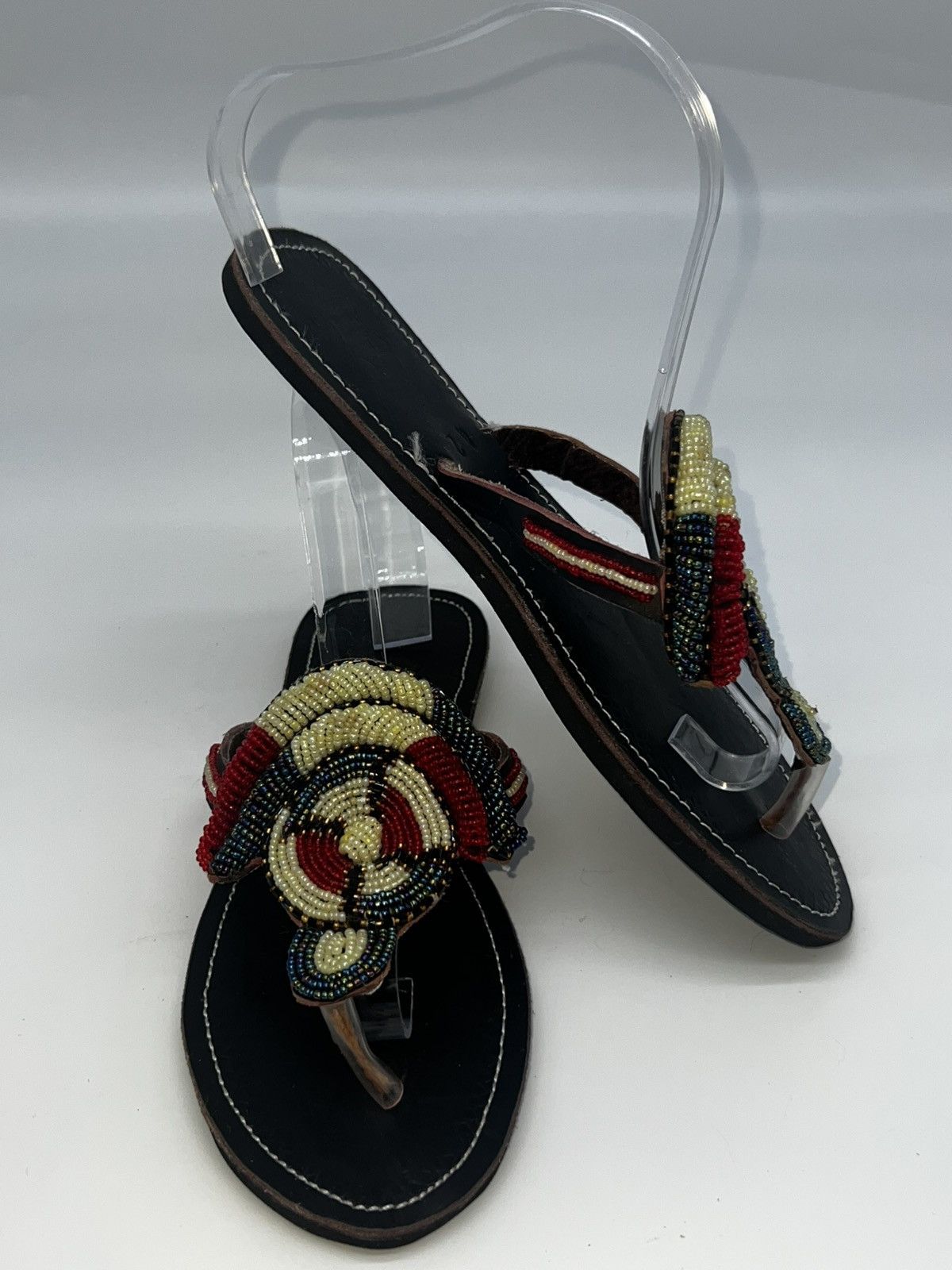 Other Handmade African Beaded, Leather Maasai Sandals Multicolor Size US 9.5 / IT 39.5 - 9 Thumbnail