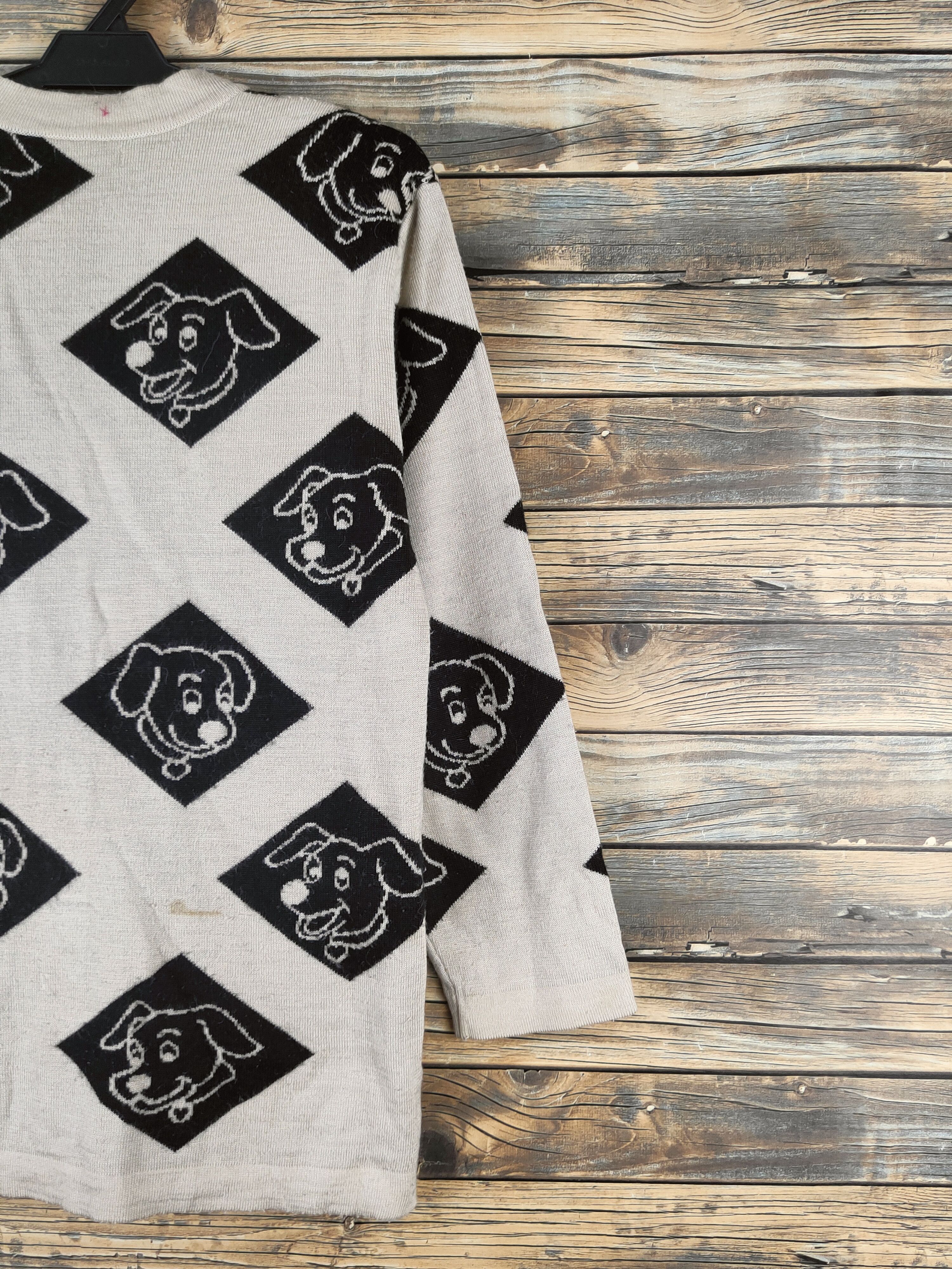 Japanese Brand DL Question Time Beige Black Knitwear Cardigans #46-563 Size US M / EU 48-50 / 2 - 9 Thumbnail