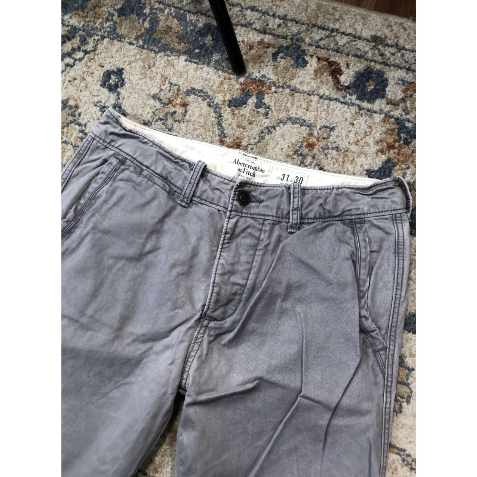 Abercrombie & Fitch Abercrombie & Fitch Pants Mens 31x30 Gray Chino Straight Leg Casual Cotton Size US 31 - 5 Thumbnail