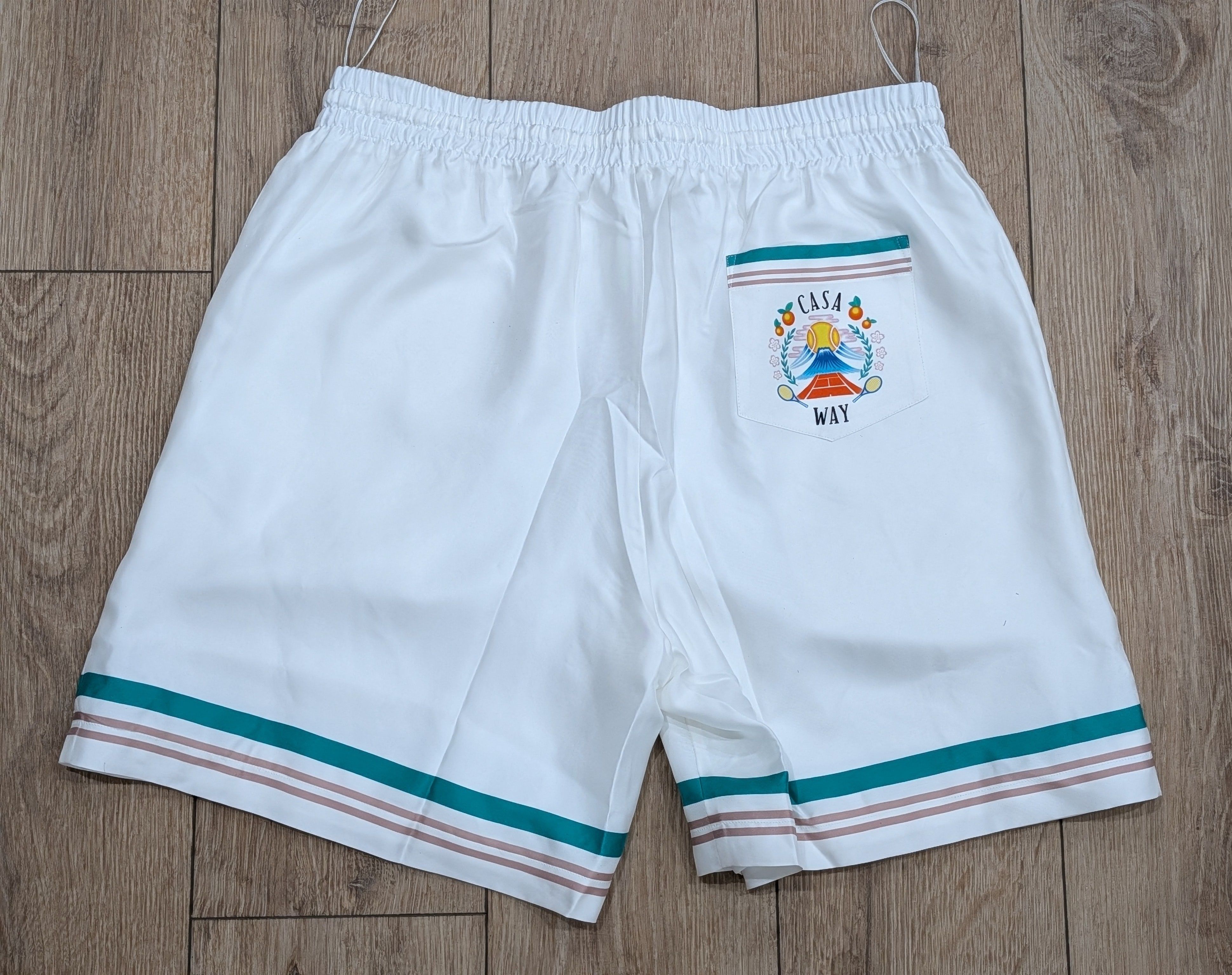 Casablanca Casablanca "Casa Way" Striped Silk Shorts White/Multi XL Size US 36 / EU 52 - 3 Thumbnail