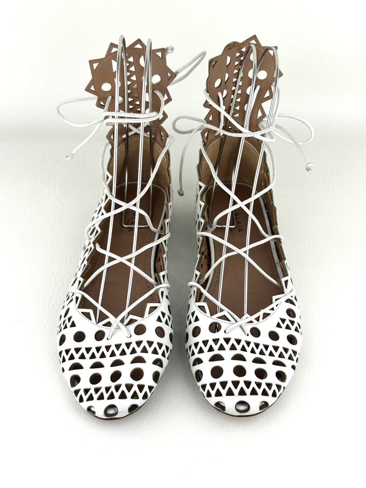 Alaia ALAIA Cut-Out Lace Up Ballet Flats Size US 7 / IT 37 - 3 Thumbnail
