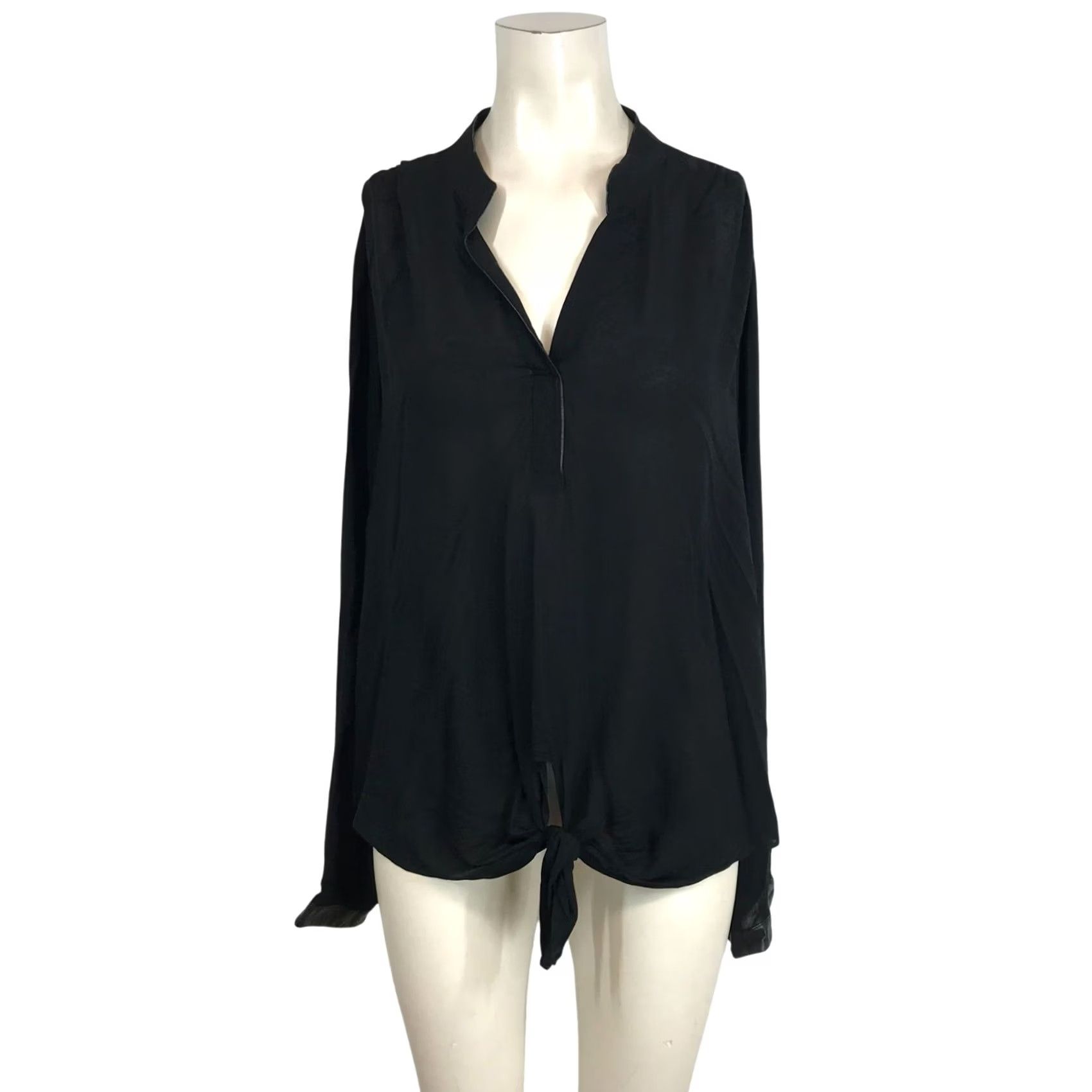 Vintage Grace Elements Women's 2X Black Sheer Long Sleeve Collared Top Shirt Blouse Shirt Size XXL / US 16-18 / IT 52-54 - 2 Thumbnail
