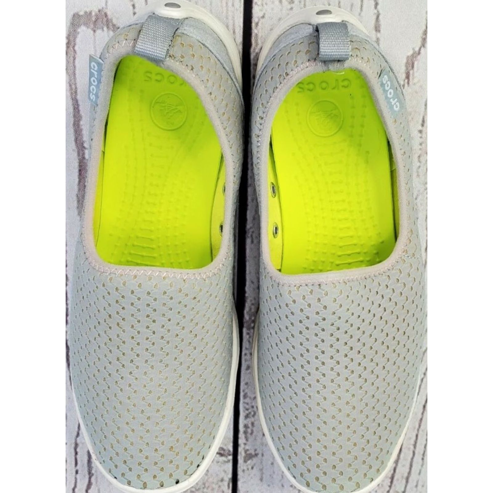 Crocs Crocs Slip-On Flats Women’s 6 Gray Canvas Duet Busy Day Skimmer Casual Comfort Flat Shoes Size US 6 / IT 36 - 5 Thumbnail