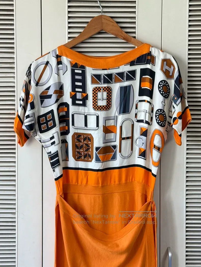 Hermes Hermes orange geometric print dress, white background with Size XXS / US 00 / IT 34 - 3 Thumbnail