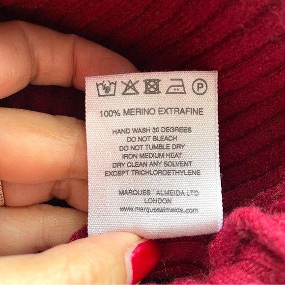 Marques'Almeida Marques Almeida Burgundy Ribbed Merino Wool Sweater - XS/S Size XS / US 0-2 / IT 36-38 - 9 Thumbnail