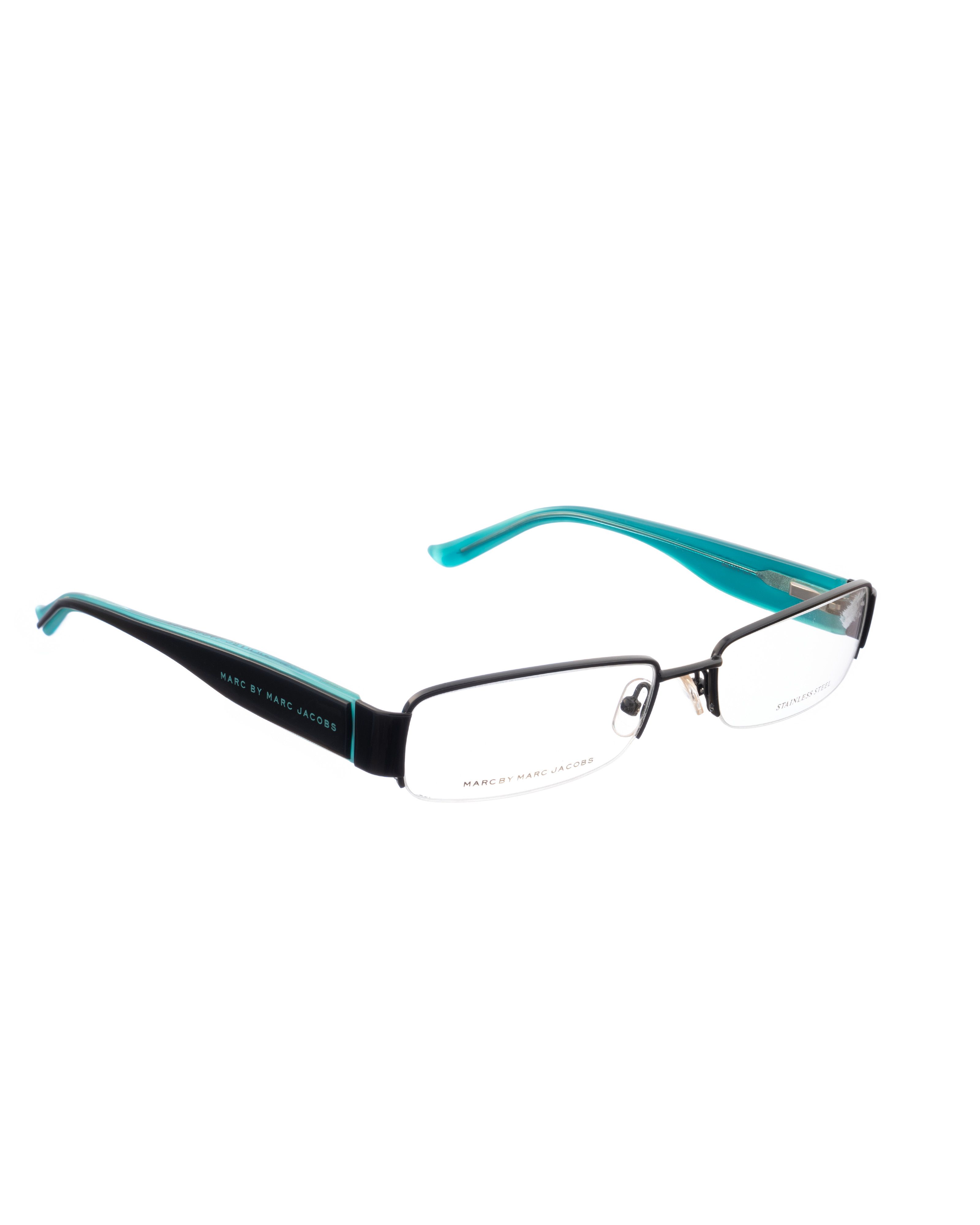Marc Jacobs Marc Jacobs 00s Black and Aqua Half-Rim Glasses Size ONE SIZE - 1 Thumbnail